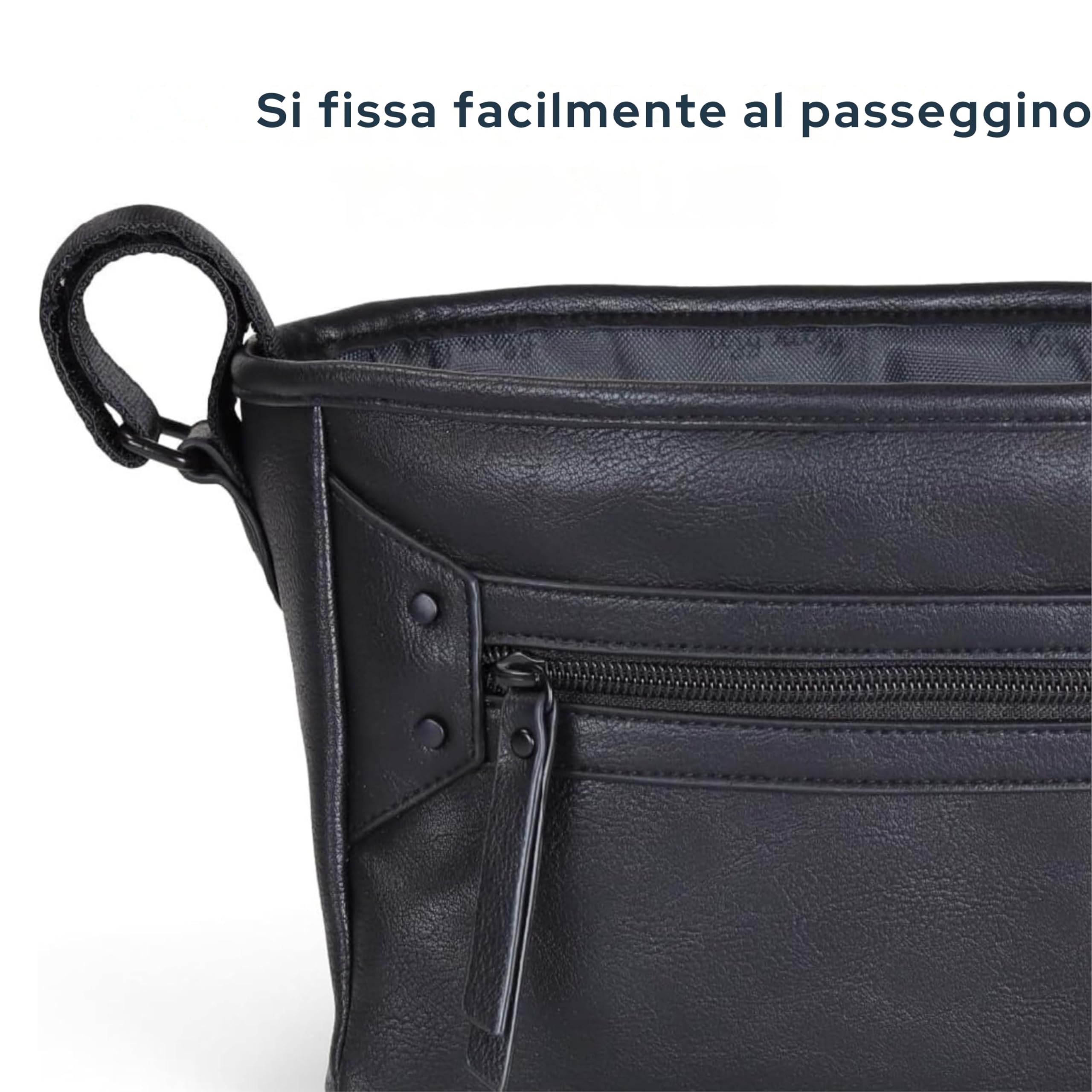 Itzy Ritzy Organizer regolabile per passeggino, dotato di due tasche frontali integrate con cerniera e cinghie regolabili per adattarsi a quasi qualsiasi passeggino, caffè e crema