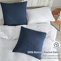 Vista 2 de PHF Fundas de almohada 100% algodón tejido de gofre de 24 x 24 pulgadas, paquete de 2 fundas cuadradas de lujo para decoración elegante del hogar
