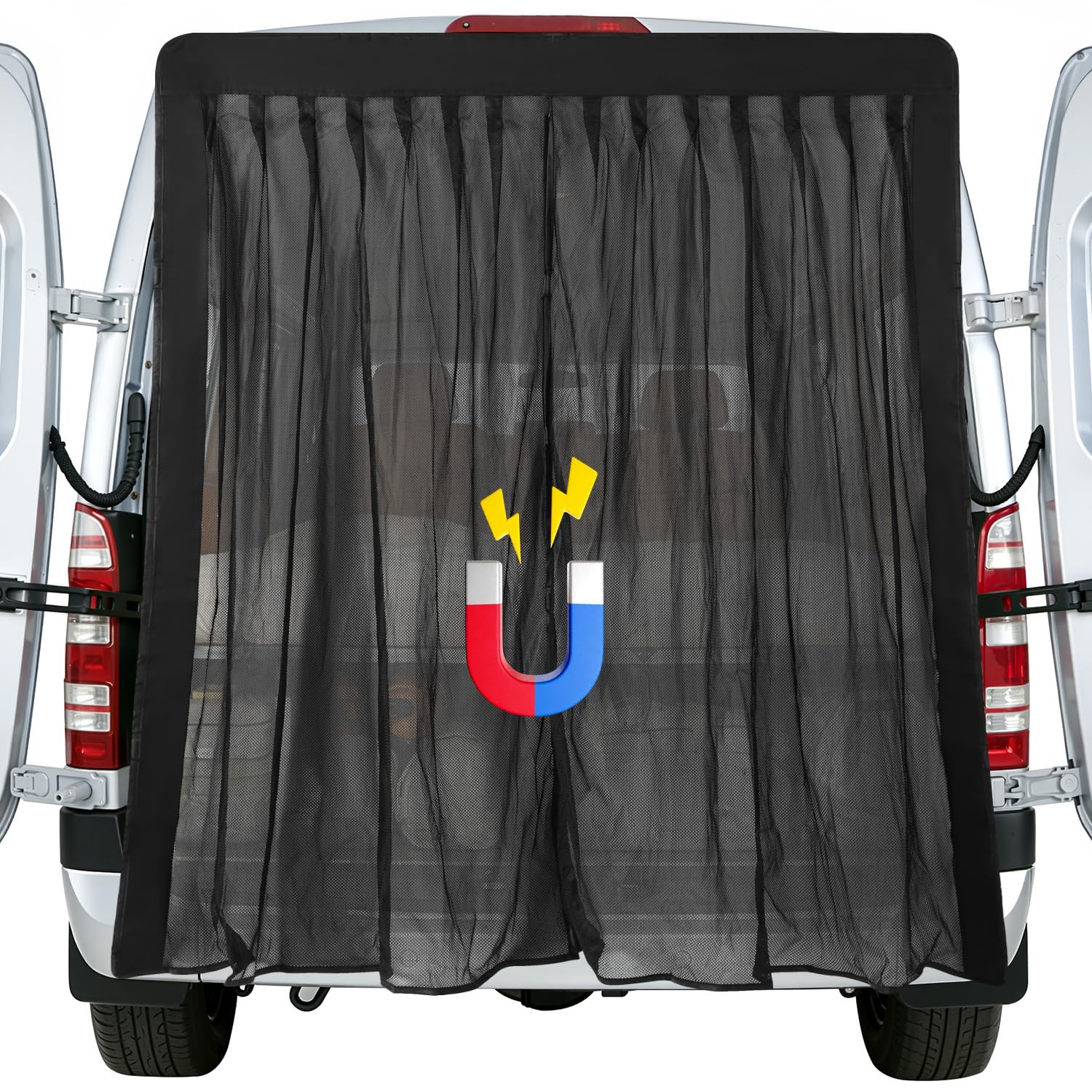 Peviasot Magnetisches Auto-Moskitonetz Schwarz – Mit Mittelverschluss、Atmungsaktiv、Werkzeuglose Montage、Für Seitentür & Heckklappe、Ideal für Camping & Vanlife