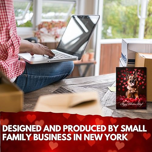 Miniatura 6 de Tarjeta de felicitación para el día de San Valentín de pastor alemán, de la colección Unique Dog Party Delights, grande, 5 x 7 pulgadas, interior en