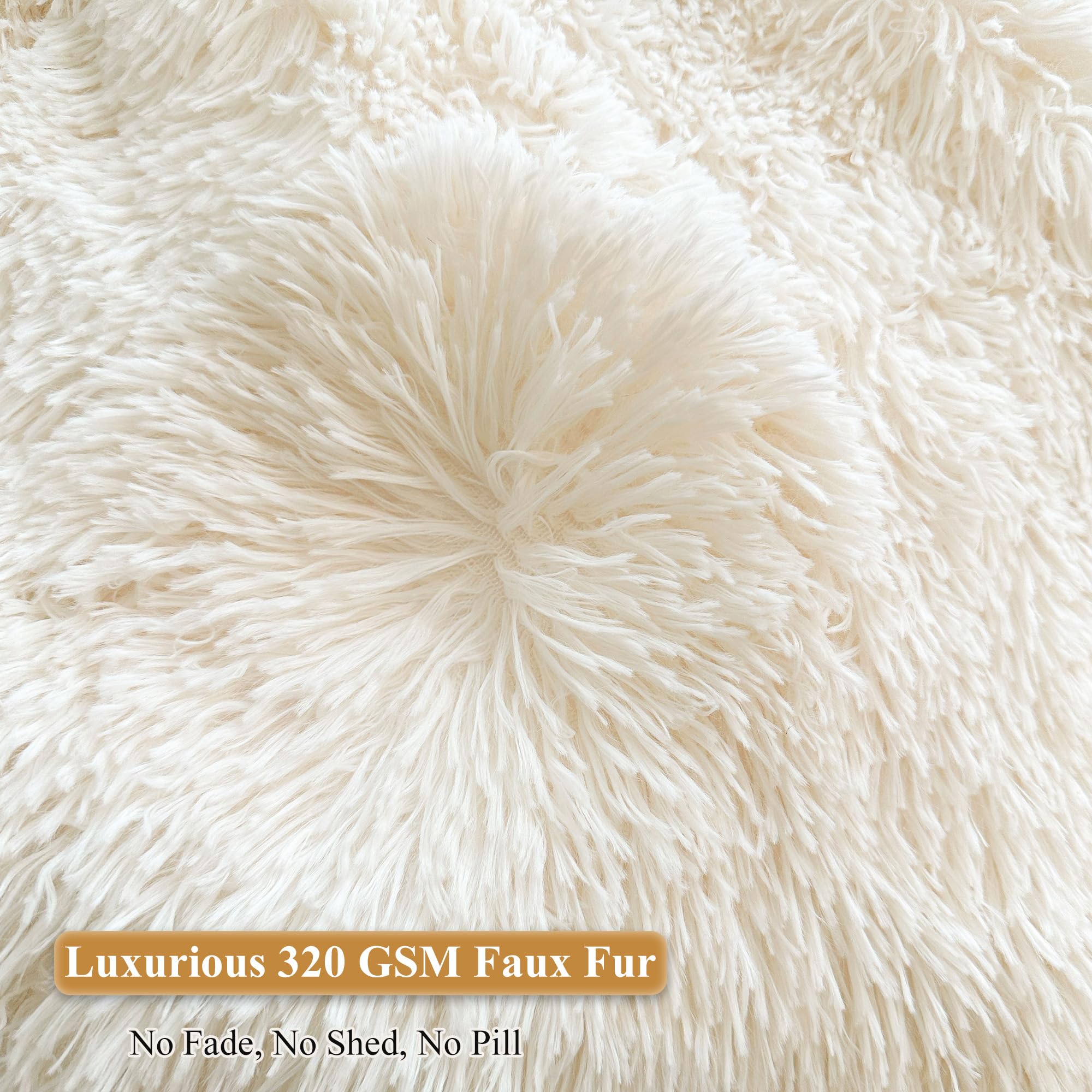 XeGe Housse de pouf géant et moelleux de 1,5 m (sans remplissage), en fausse fourrure ultra douce en fausse fourrure pour animaux en peluche, taille XL, pour salon, chambre à coucher, décoration