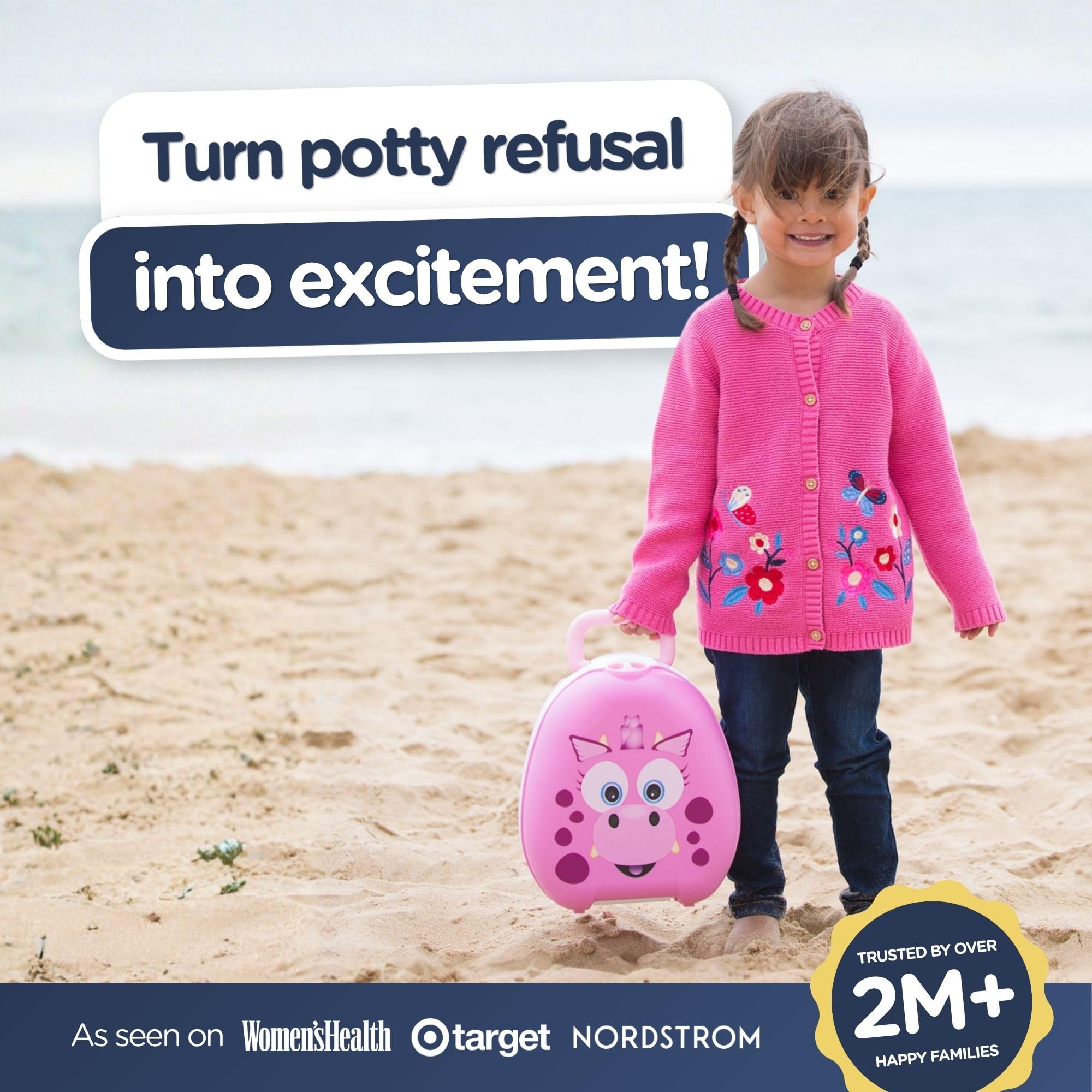 My Carry Potty - Pot de Voyage Dragon Rose, Meilleur Siège de Toilette Portable pour les Tout-Petits et les Enfants à Emporter Partout