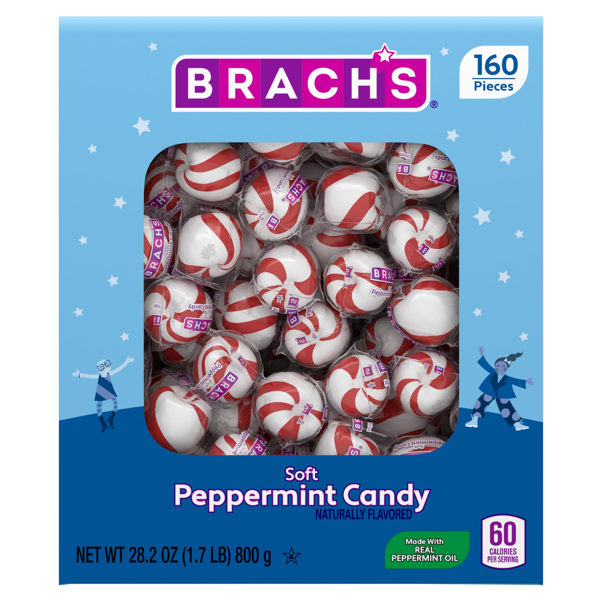 Soft Peppermint Candy, Individually Wrapped Pieces, Carton, 28.2 OZ
