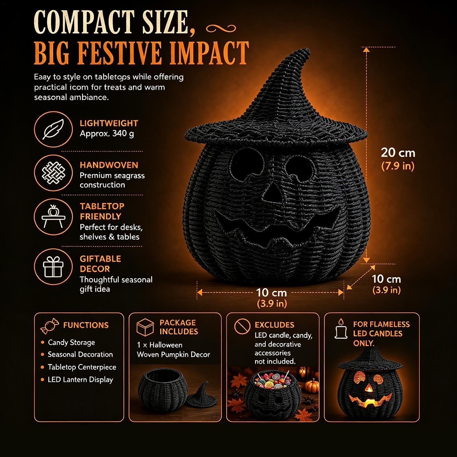 Pleciona dynia Halloween ze świecą LED