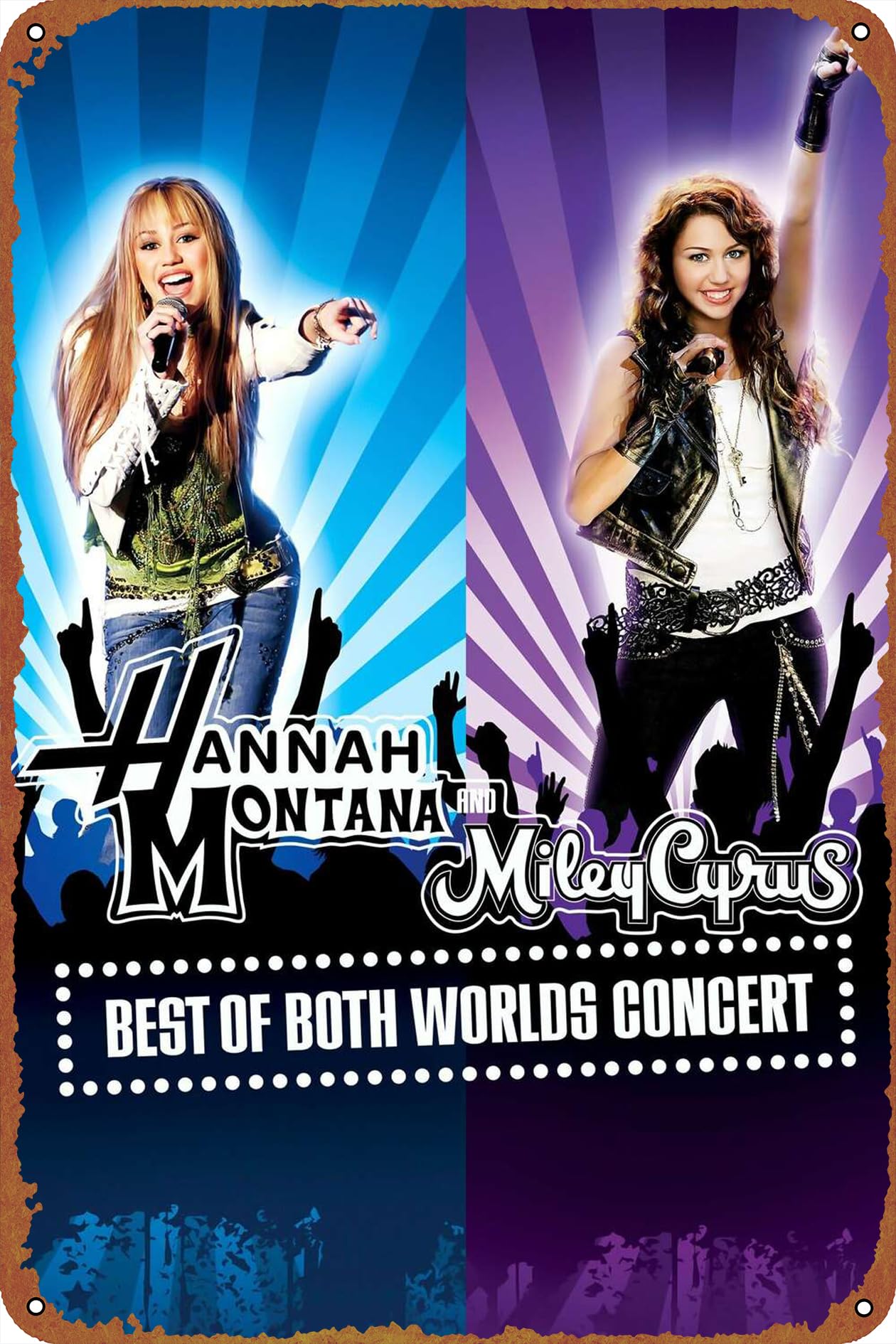 Hannah Montana & Miley Cyrus: Best of Both Worlds Concert Movie Poster Metal Sign Tin Metal Retro Wall Decor for Home,Street,Gate,Bars,Club