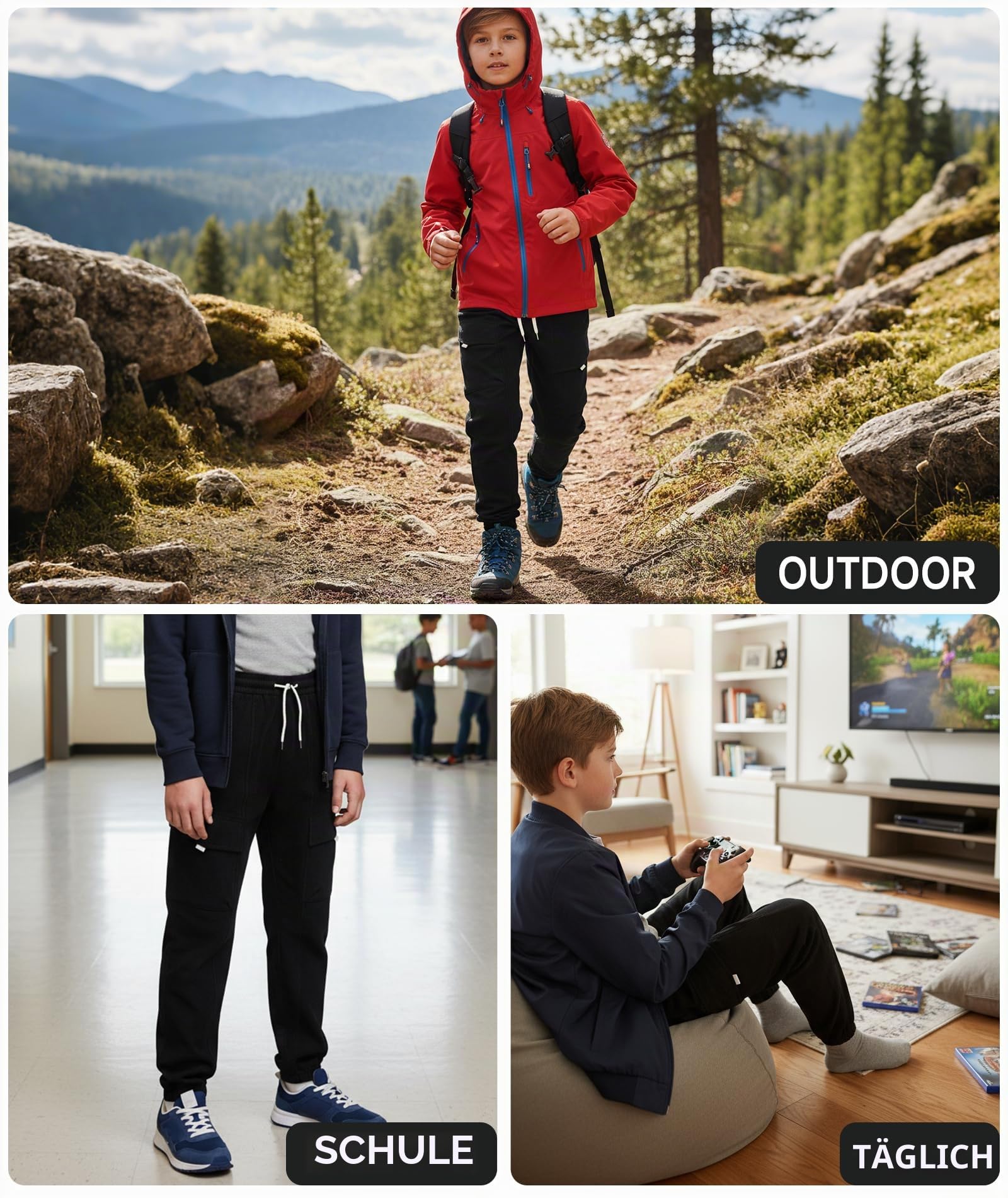 YOUNGSOUL Kinder Softshellhose Gefüttert Jungen Thermohose Wasserdicht Wanderhose Winterhose Outdoorhose