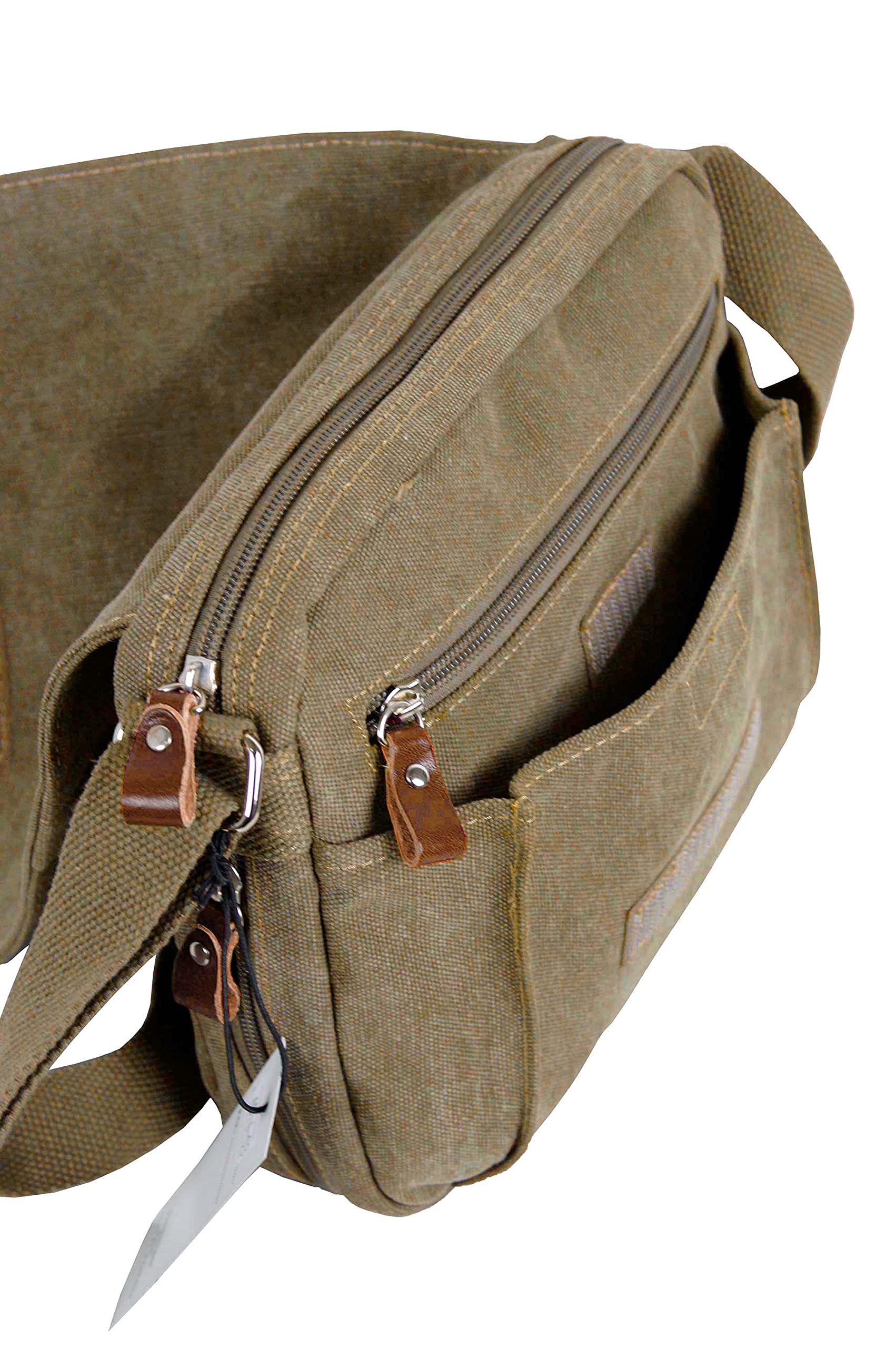 KTANA Petit sac besace sac bandoulière unisexe toile garni cuir réf 6514 (6 couleurs disponible) (sable)