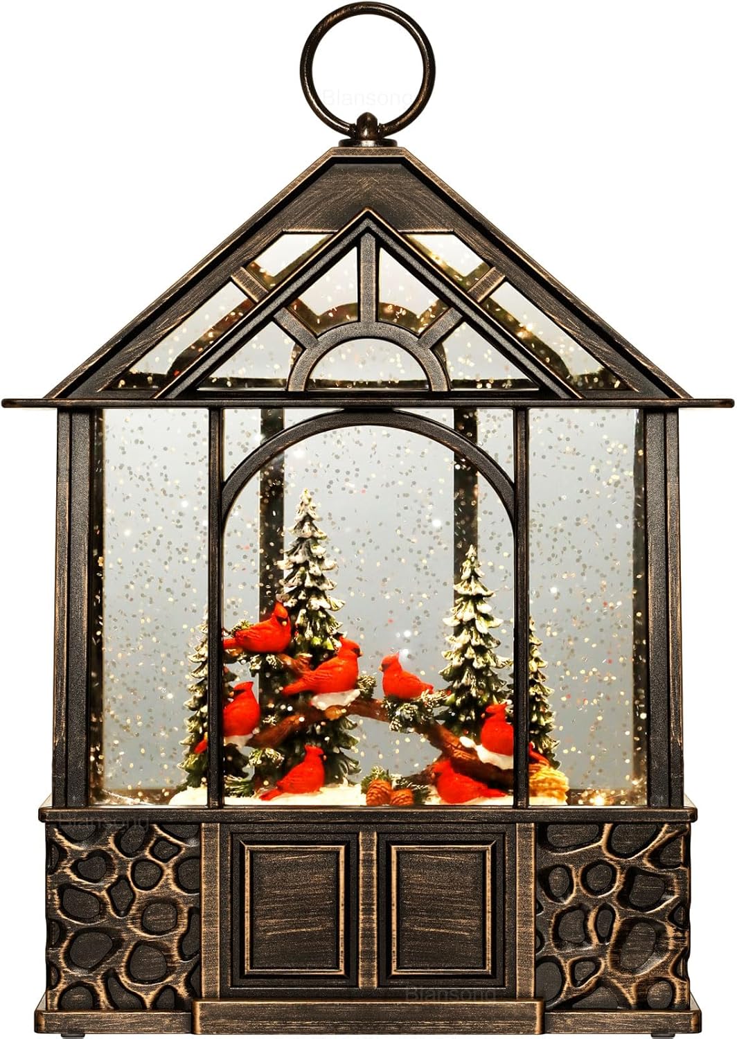 Cardinal Snow Globe Christmas Decorations Gifts Auto Snowfall Glitter Music Collection Cardinal House with 6H Timer USB/Battery Powered 11 inch