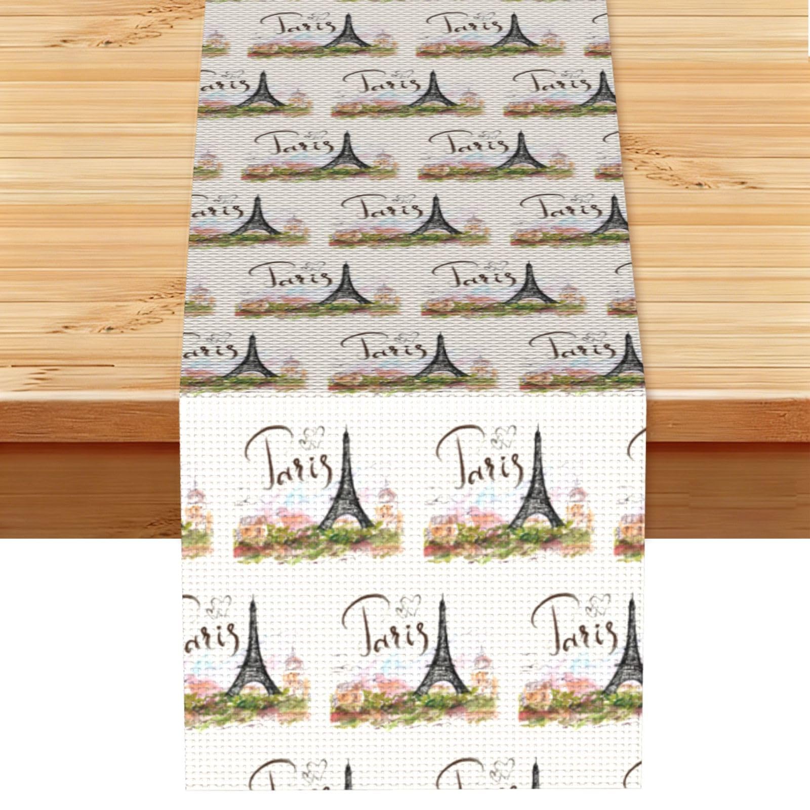 Eiffel Tower Stylish Printed Table Cloth, Decorative Table Runner 13x72in for Home, Party and Banquet Home Decor