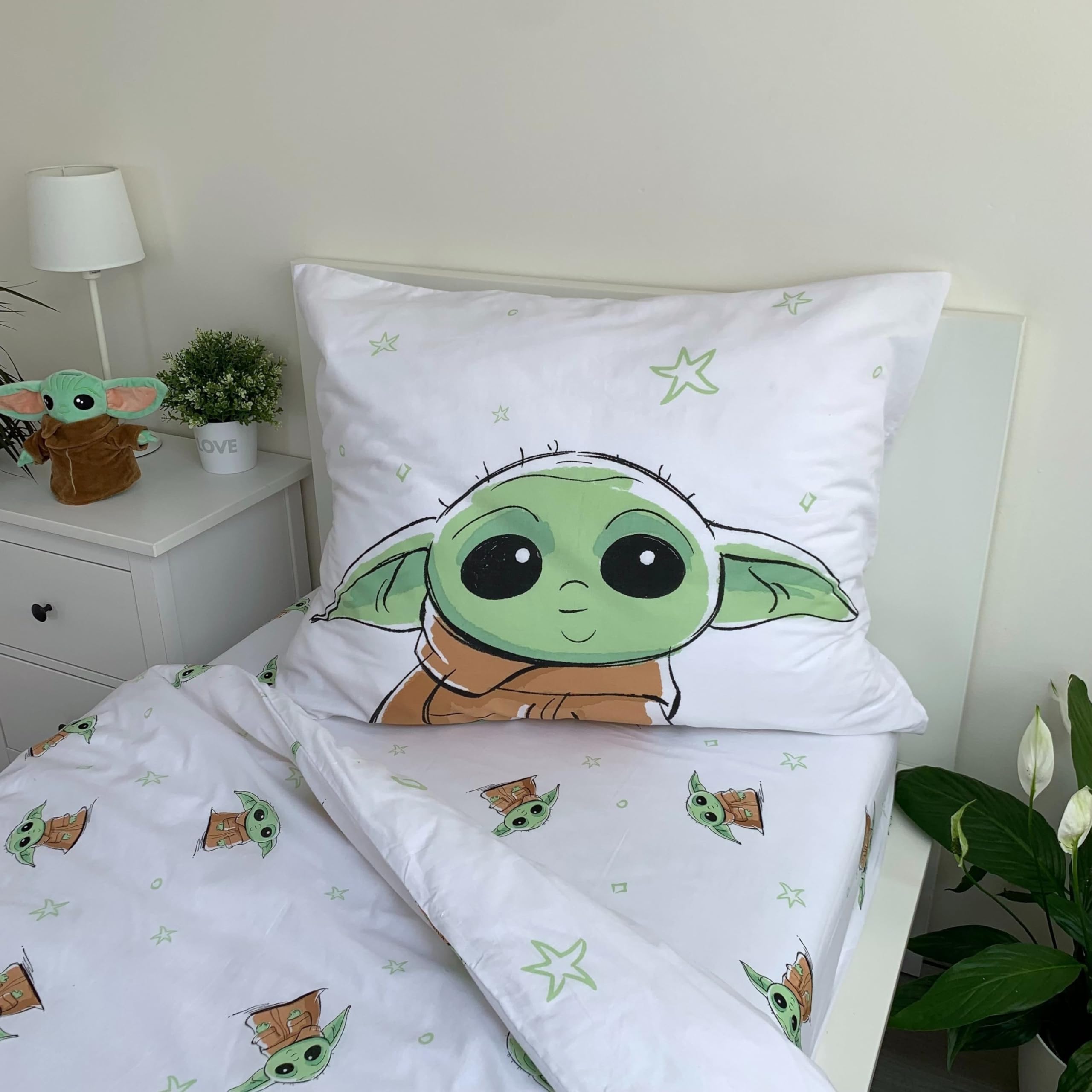 Disney - Parure De Lit en Coton Star Wars : Bébé Yoda - 140 X 200 Cm