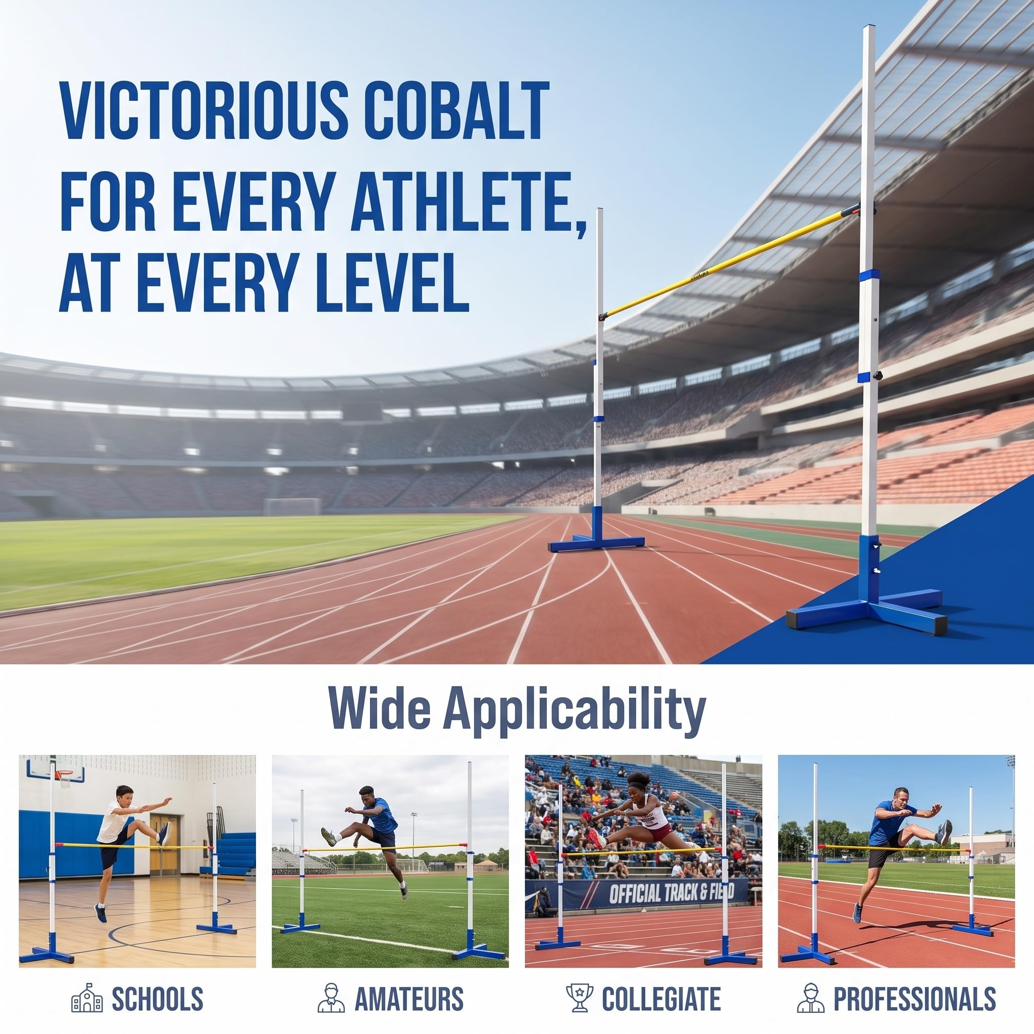 Supporto Portatile per Salto in Alto da Allenamento 50-200 Cm, Standard per Salto in Alto da Competizione in Acciaio Leggero, Tester per Salto in Alto per Eventi di Atletica Leggera E Pista.
