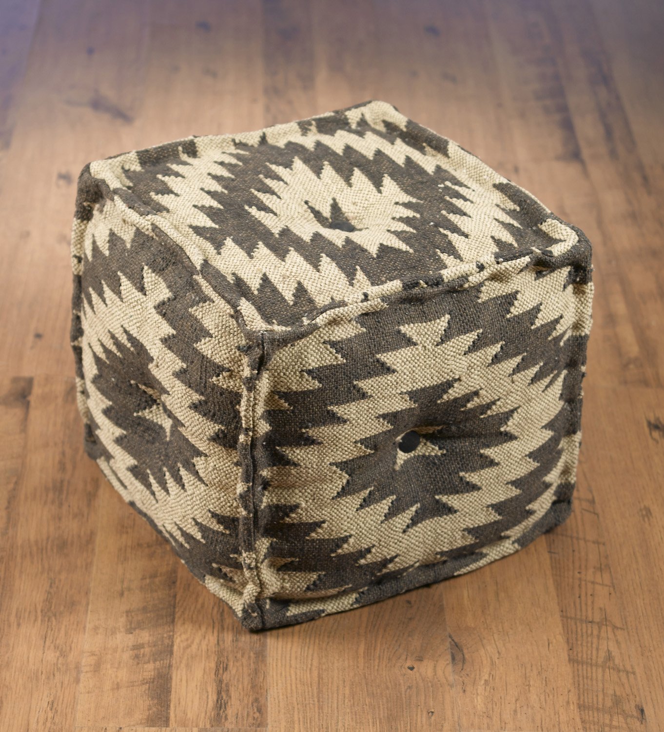 Zeckos AA Importing 48848 Black and White Chevron Pattern Fabric Pouf Ottoman 17 Inches