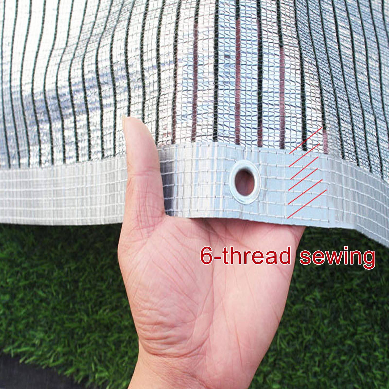Filet D'ombrage en Aluminium Réfléchissant 75%,Shade Net,Tissu D'ombre Résistant Aux UV,Voile D'ombrage Coupe-Vent,pour Abri de Voiture/Fleurs/Plantes de Serre,Argent (2x6m)