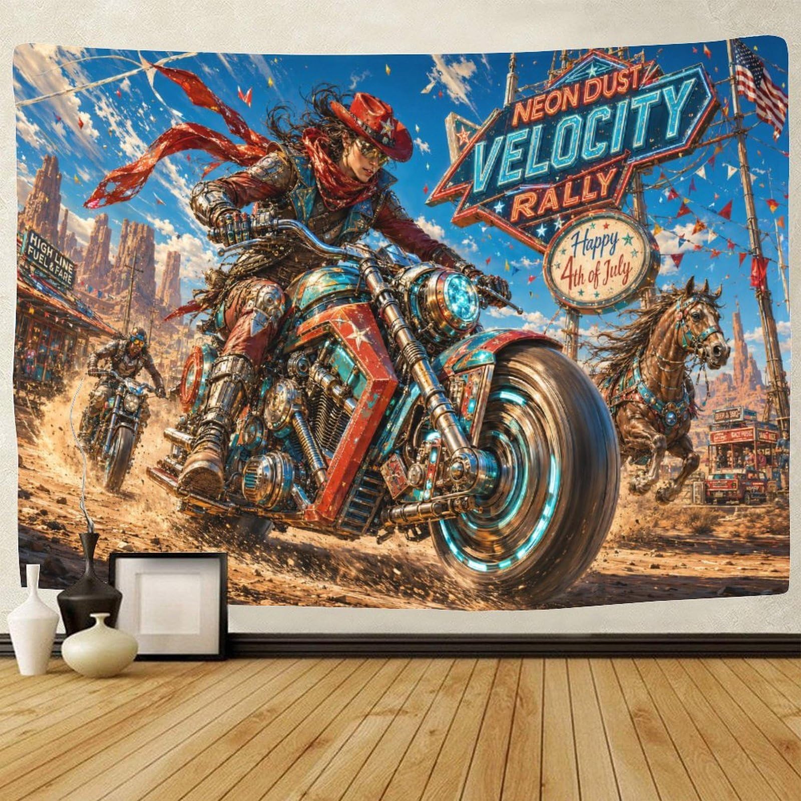 GPMNBCXZK Wild West Motorcycles Wall Hanging Decor 3D Print Tapestry for Bedroom Tapestries Poster Curtain Bedroom College Dorm 130cmx150cm