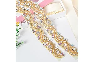 ShiDianYi Rhinestone Applique for Bridal Belts in Gold