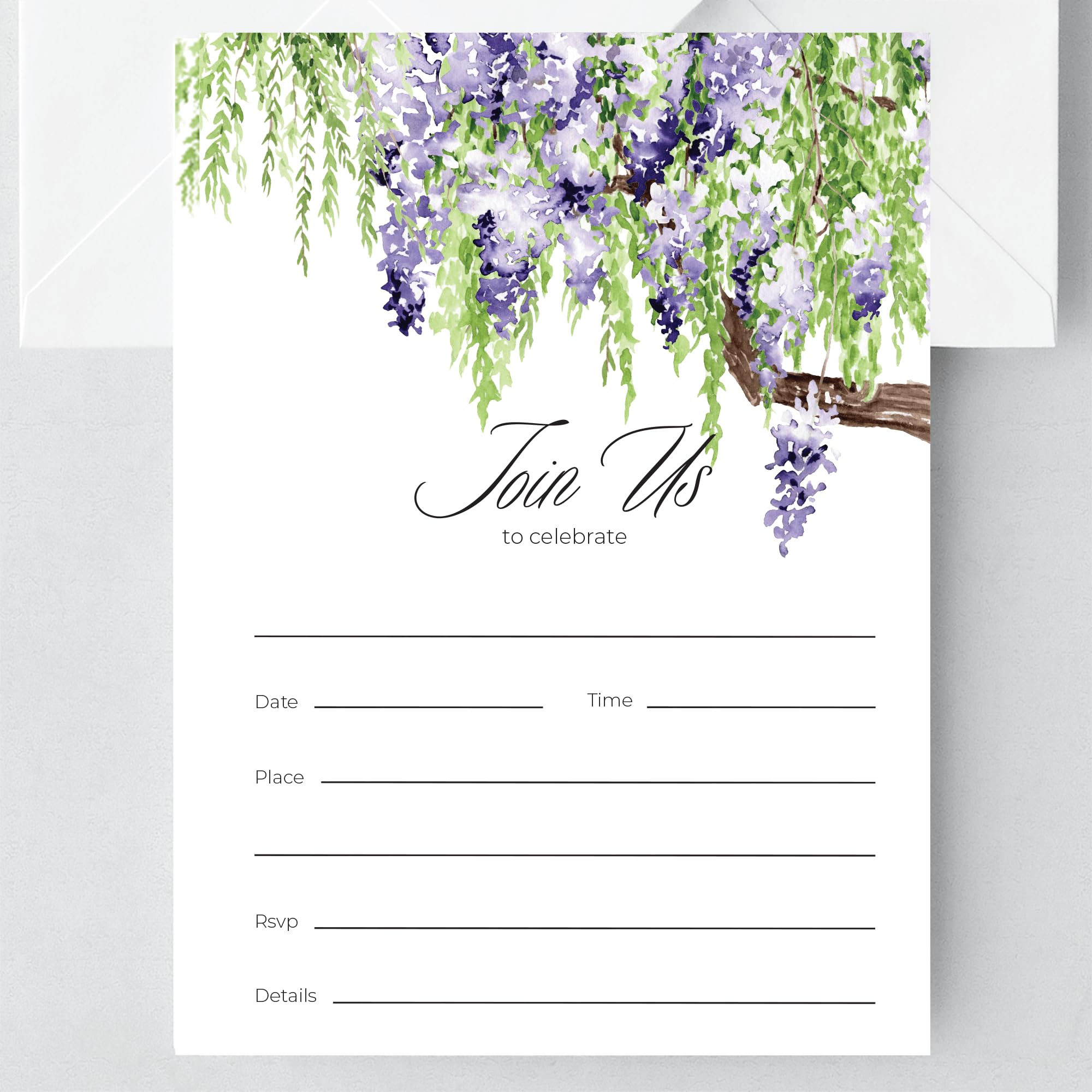 Moonrise Papery Set of 25 All Occasion Invitations with Envelopes, Fill-in Style Invites with Envelopes, Bridal Shower Invitations, Baby Shower Invitations, Invitations for Birthday Party