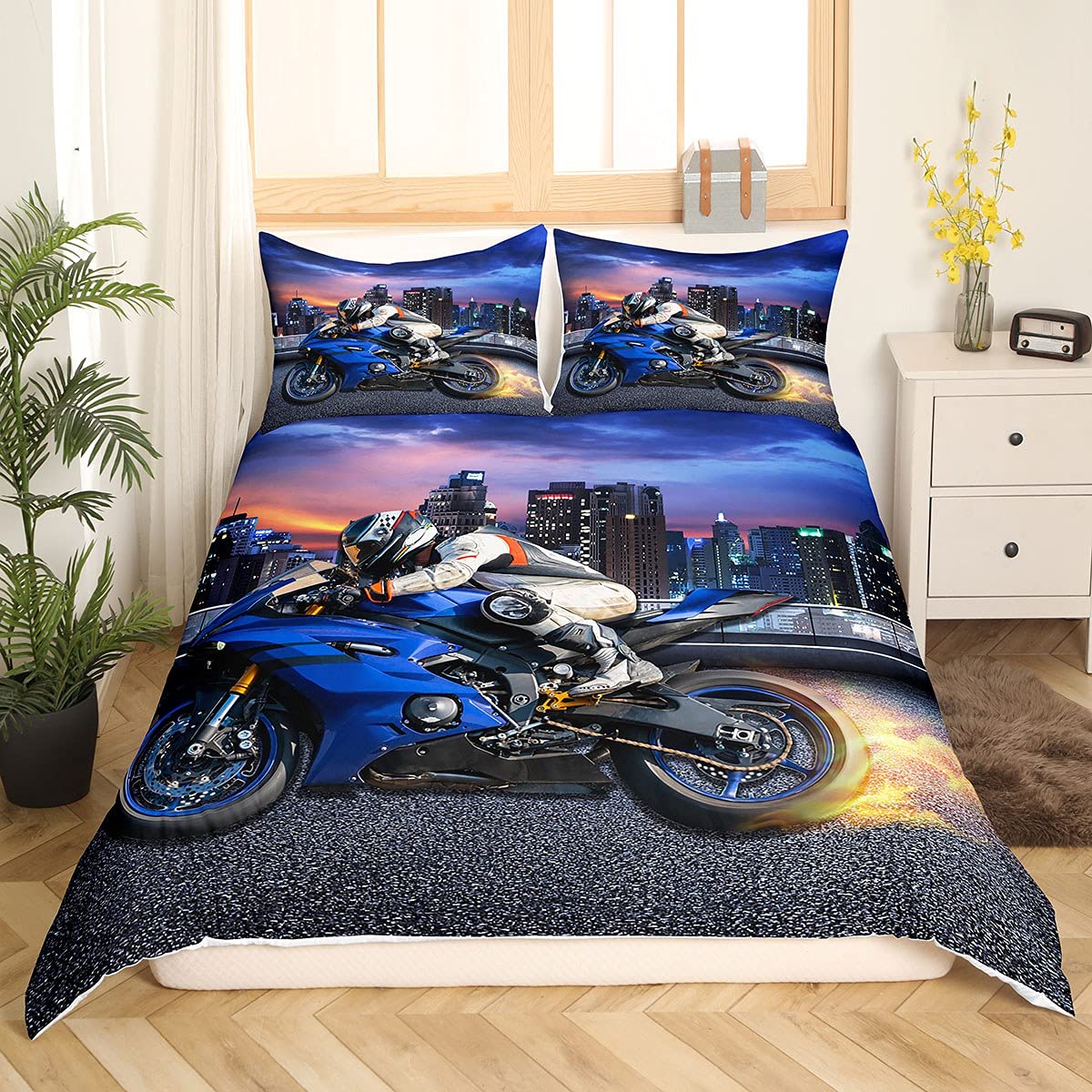 Housse de couette moto le cadeau idéal pour décorer la chambre d'un garçon ado