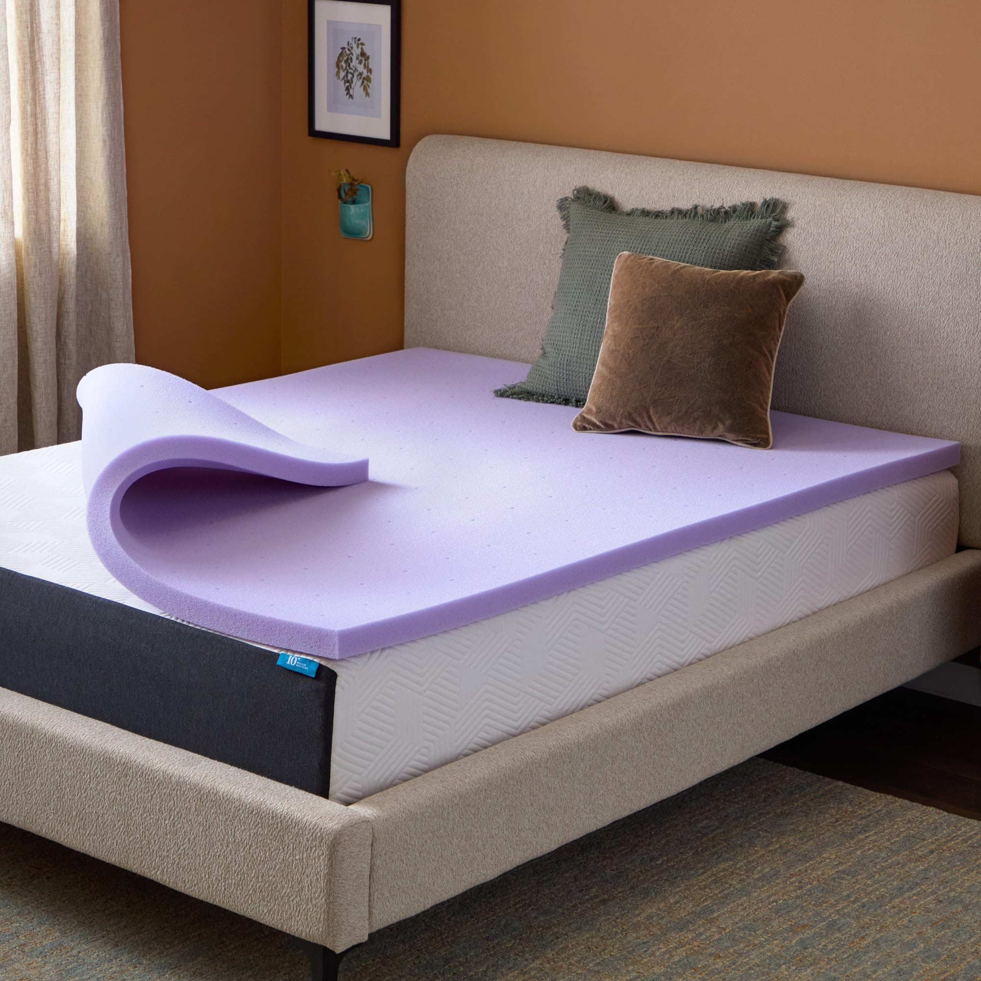 Lucid 2 Inch Lavender Infused Memory Foam Mattress Topper-Ventilated Design-Full Size