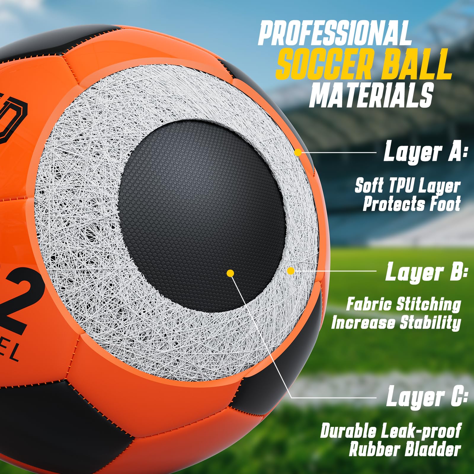 Funvip Light Up LED Soccer Ball, Rechargeable Glow in The Dark Soccer Ball with Bag, Christmas Birthday Soccer Gifts for 8-12 Years Old Boy Kids Teens, Cool Boy Toys Gifts for Ages 8 9 10 11 12+ - Image 2