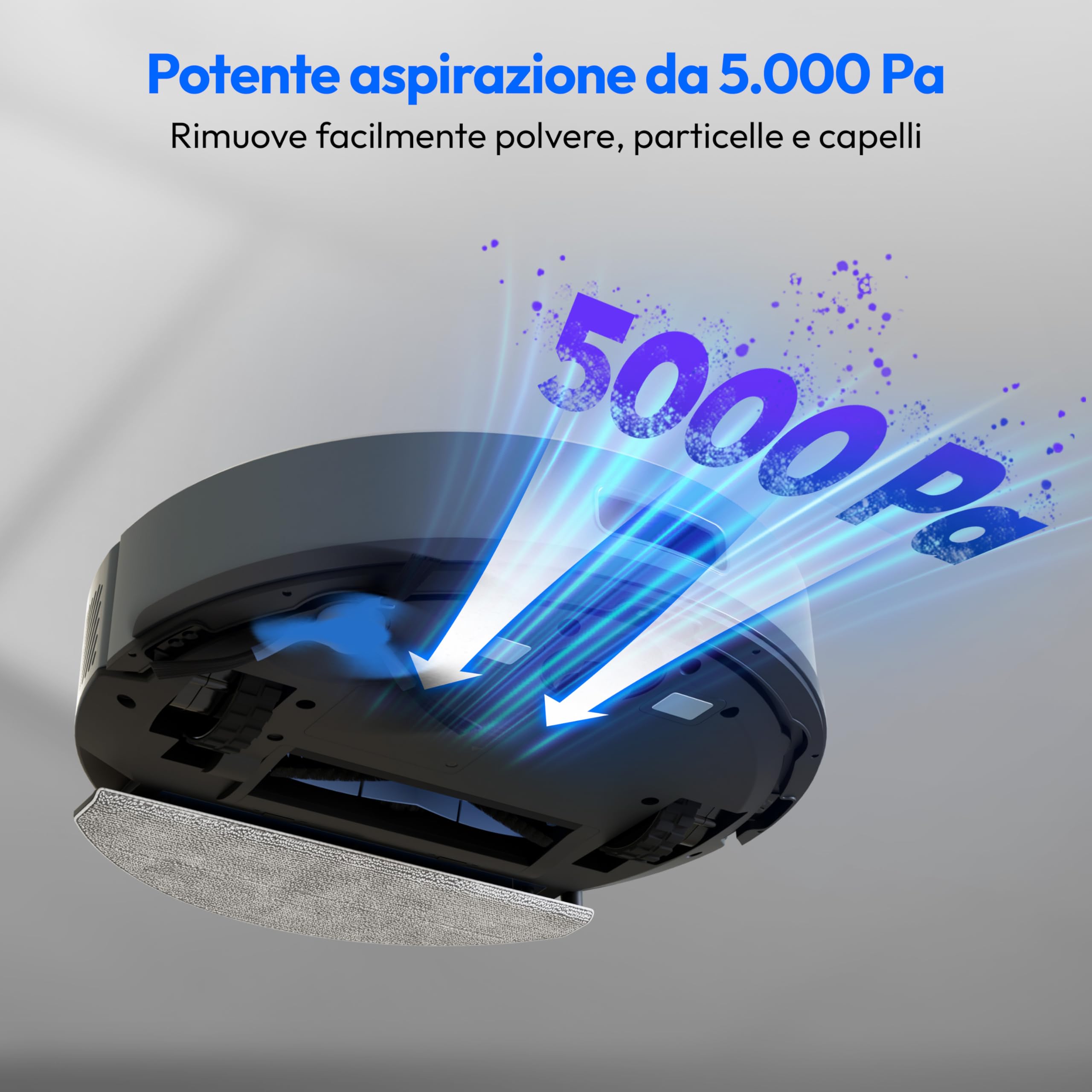 MEDION Robot aspirapolvere con stazione e lavaggio X22 SW+ (navigazione laser, 5.000 Pa, 2-in-1, mappatura precisa, aree no-go, piani multipli, MD 100021) blu
