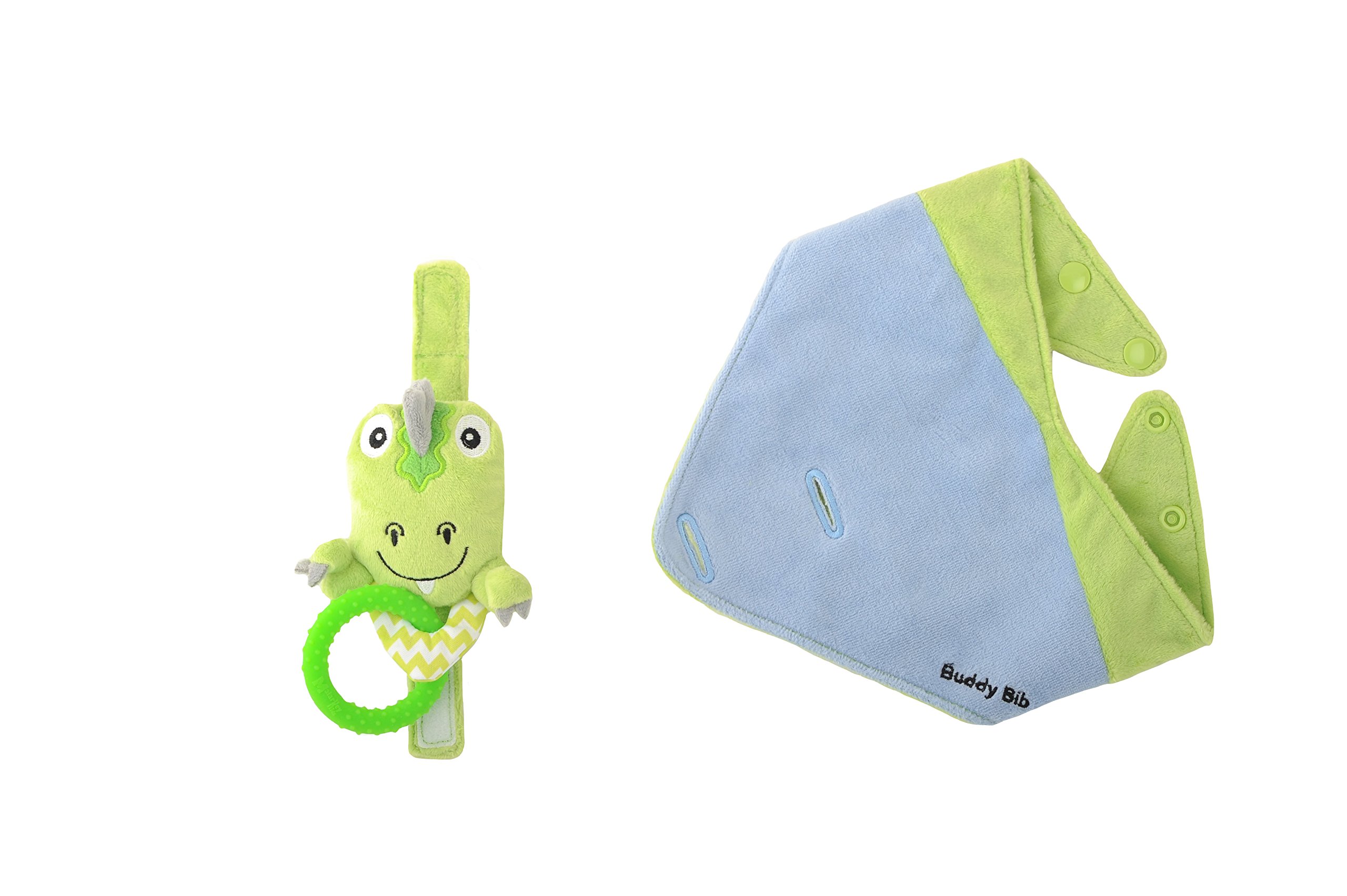 Buddy Bib3 In 1 Sensory Teething Toy & Bib, Green, Pack Of 1
