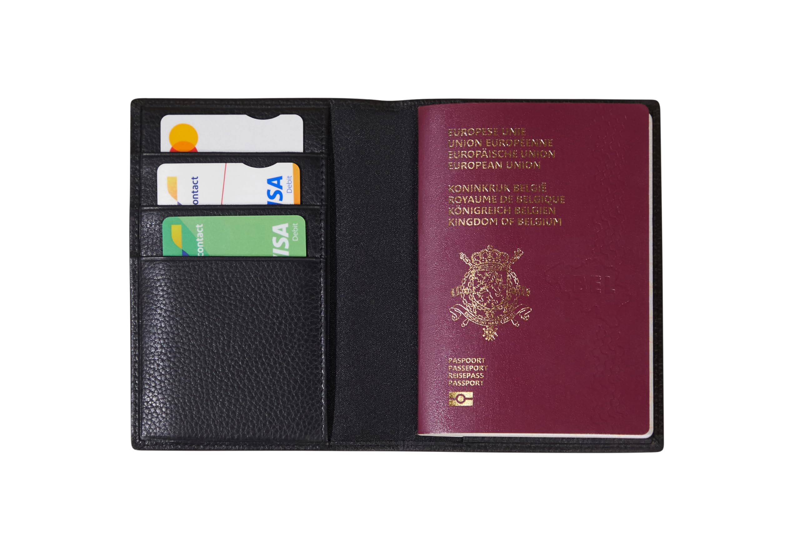 Samsonite TA Revolution - Porta passaporto in pelle – Protezione RFID, Custodia in vera pelle con 3 tasche per carte di credito, Aletta di sicurezza per passaporto, Accessorio da viaggio, Nero