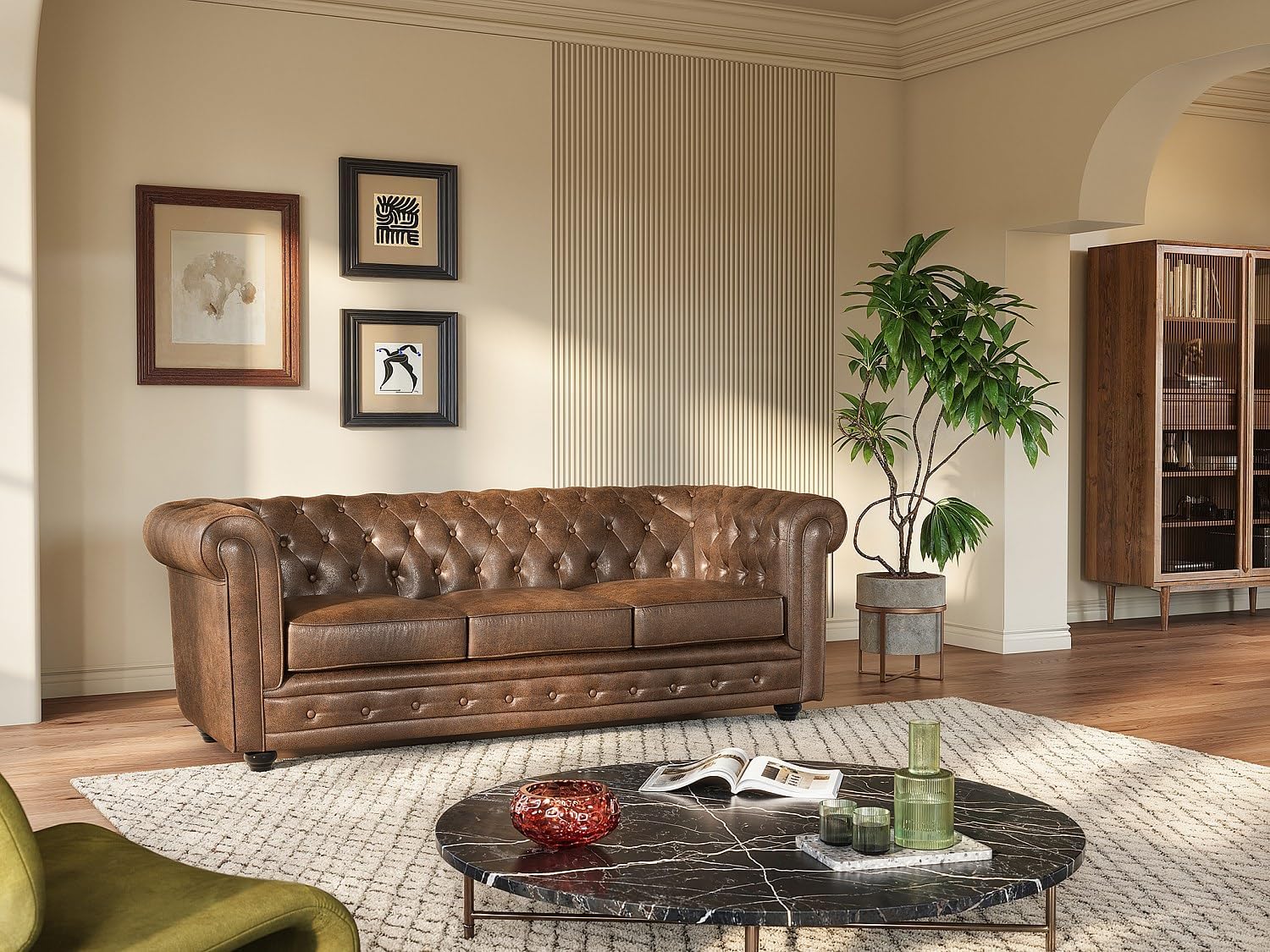 Close-up of the aged microfiber fabric texture