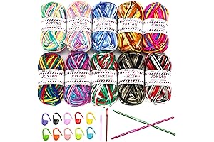 Joytag 10-Pack Acrylic Yarn Skeins: A Vibrant Assortment for Crocheting and Knitting Delights