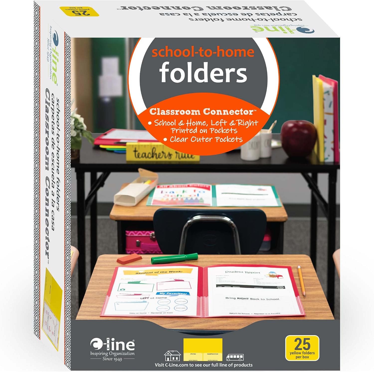C-Line Classroom Connector School-to-Home Folders, Yellow, 25 per Box (32006) image 2