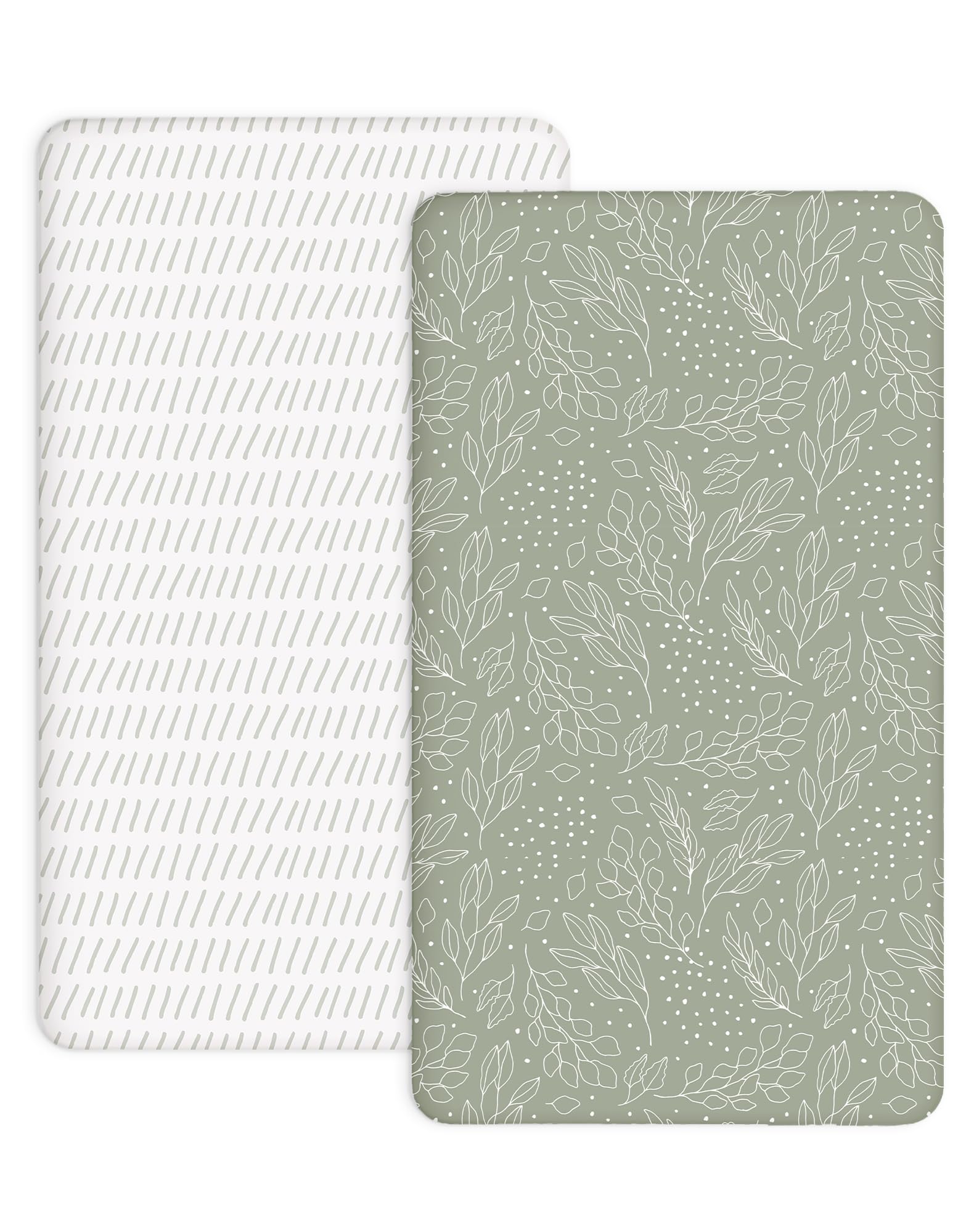Bedside Bassinet Sheets 2 Pack, 33" x 20" Fitted Sheets, Sage Trail
