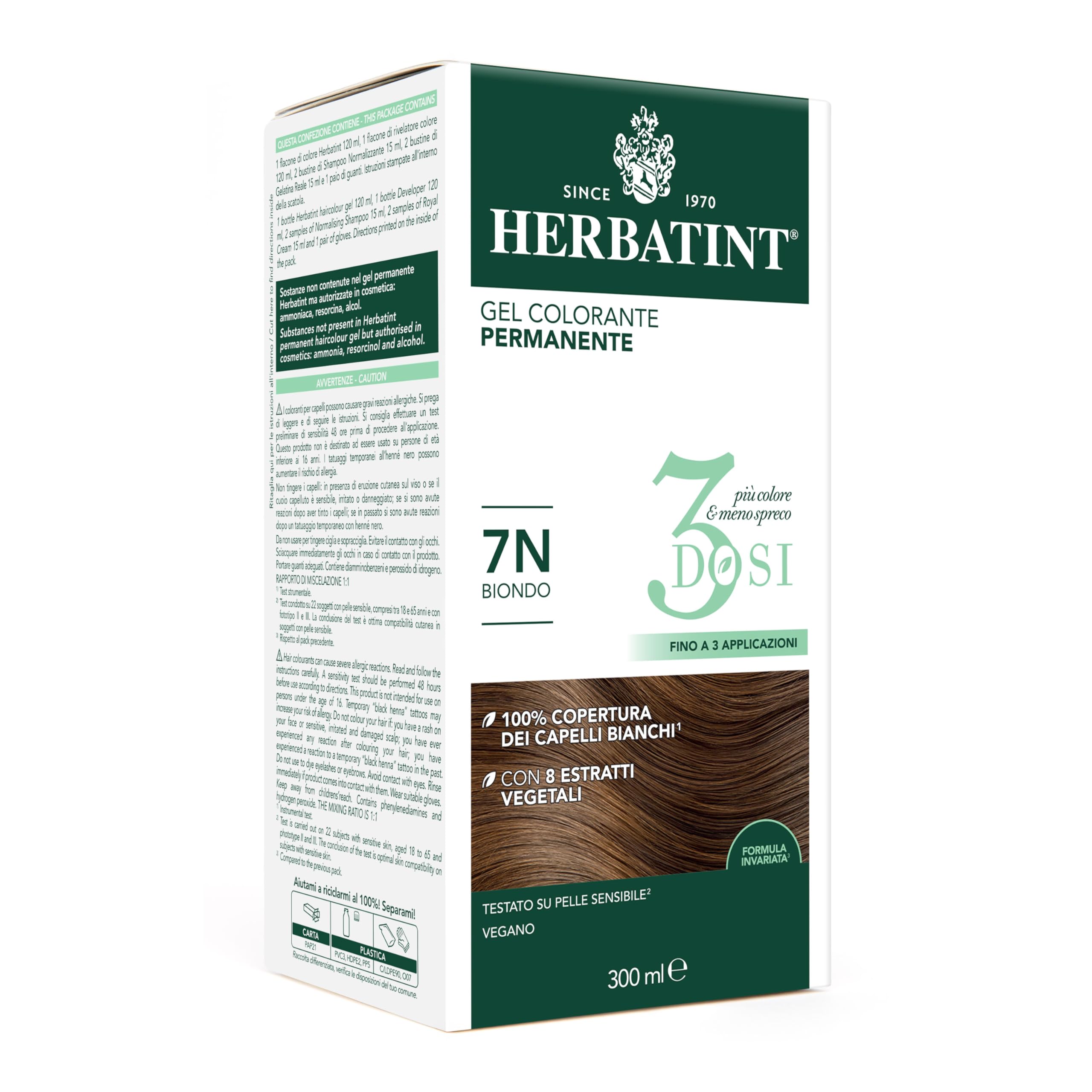 Herbatint Permanent Colour Gel 3 Cans - 7N Blonde 300 ml