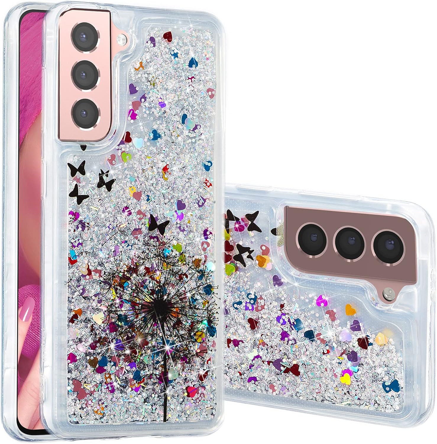 OOPKINS Glitter Liquid Case for Samsung Galaxy S24 Ultra for Girl Sparkle Floating Shiny Quicksand Clear Soft TPU Silicone Bumper Shockproof Cover for Galaxy S24 Ultra Bling Dandelion XY