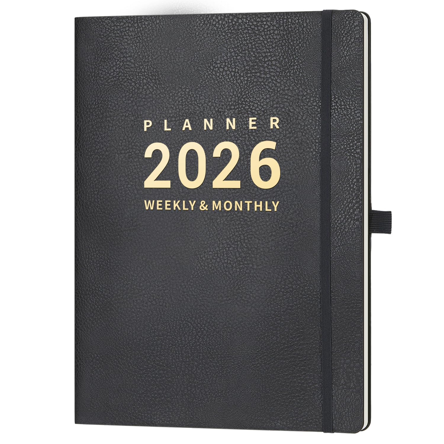 Diary 2026 - A4 Diary 2026 Week to View from January 2026 to December 2026 with Soft Leather Cover, Grey, Elasticated Closure, Back Pocket, Pen Loop, 21.7 x 28.3 x 1.5 cm