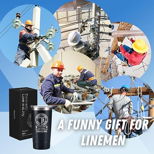 Miniatura 3 de Onebttl Lineman - Vaso de café de viaje para electricista, papá, marido, día del padre, Navidad, cumpleaños, acero inoxidable, aislado, 20 onzas