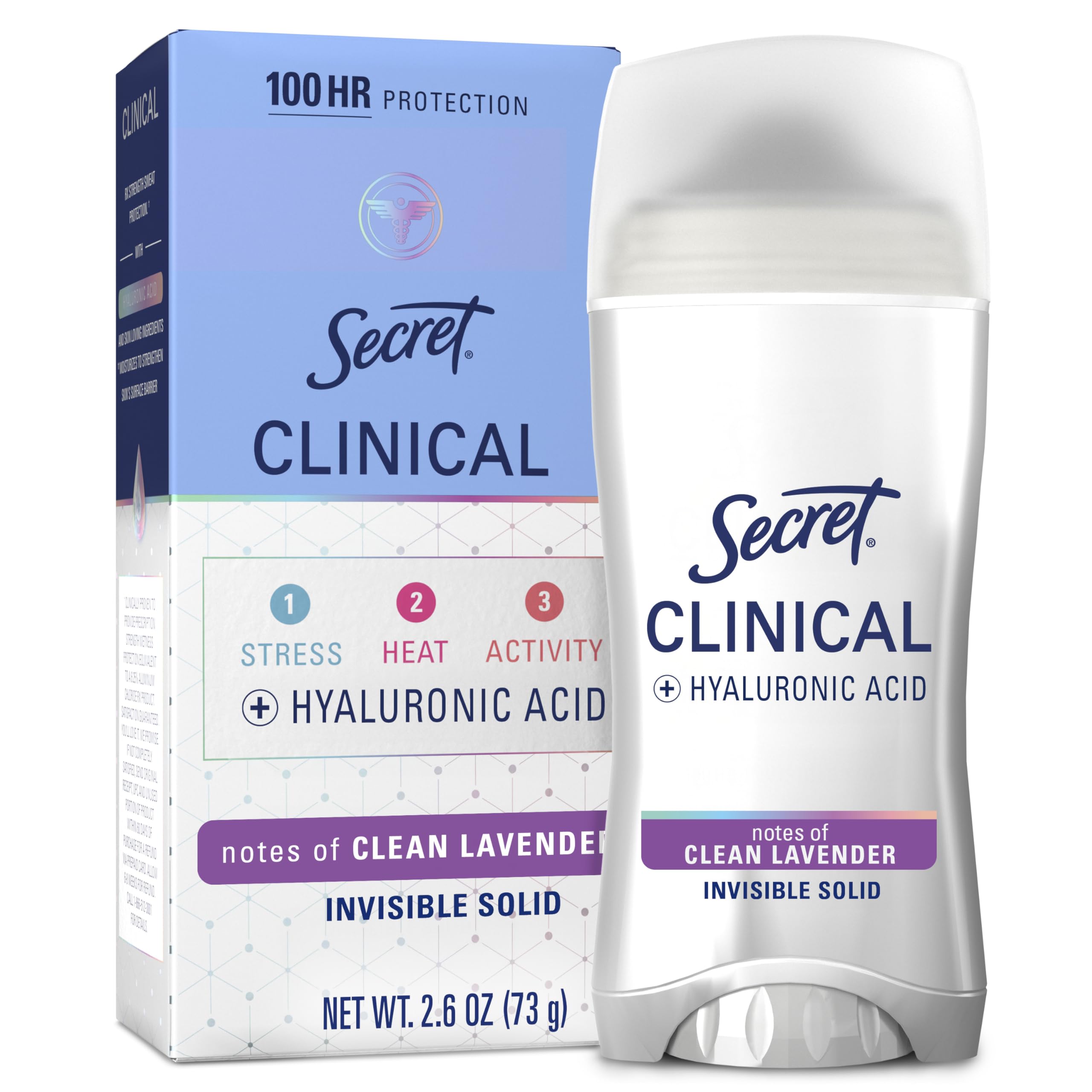 Secret Clinical Strength Antiperspirant and Deodorant for Women Invisible Solid Clean Lavender 2.6 Oz
