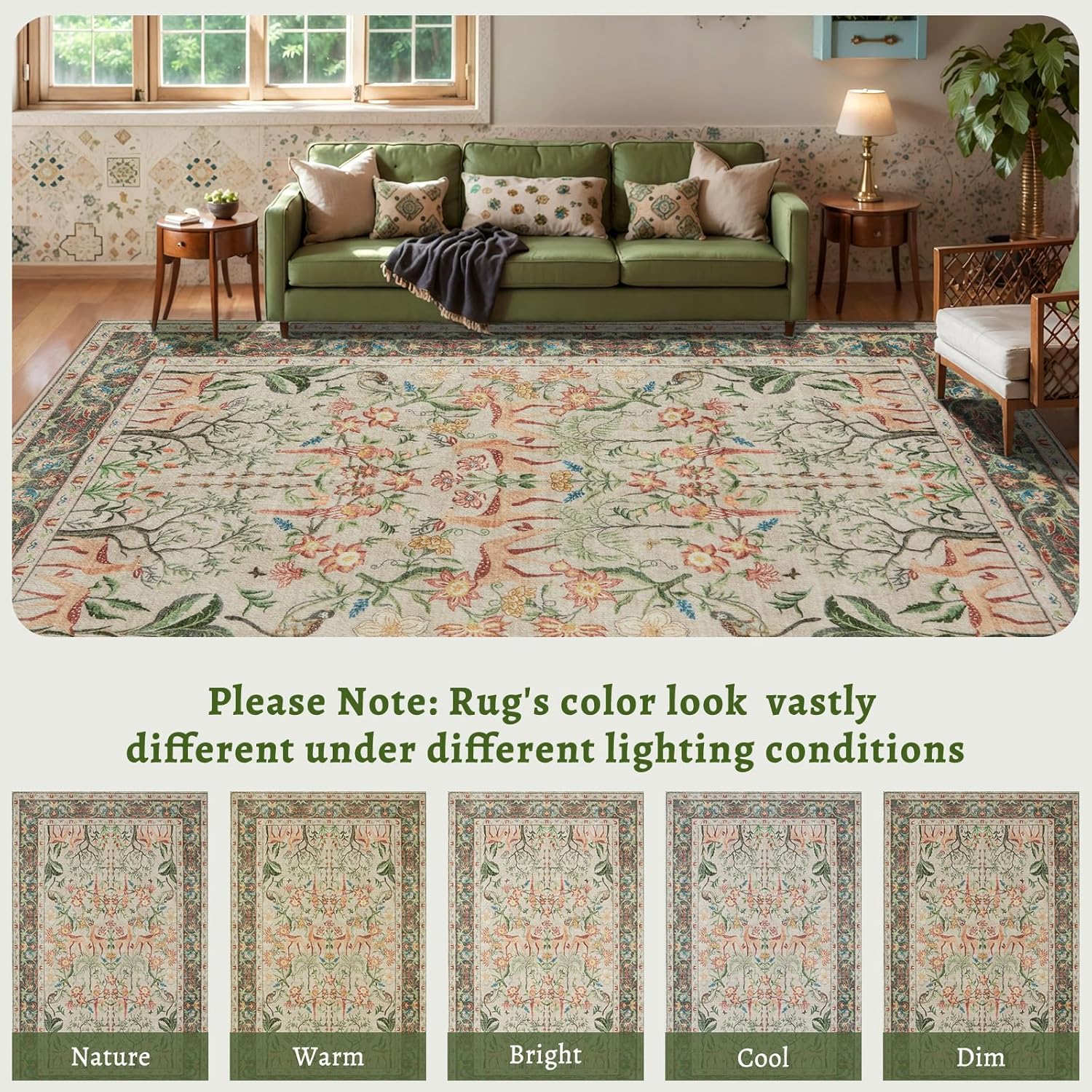 SERISSA 2x8 Hallway Runner Rug Non Slip Vintage Washable Kitchen Rugs Boho Animal Rug Soft Low Pile Long Indoor Carpet for Entryway Laundry Bedroom