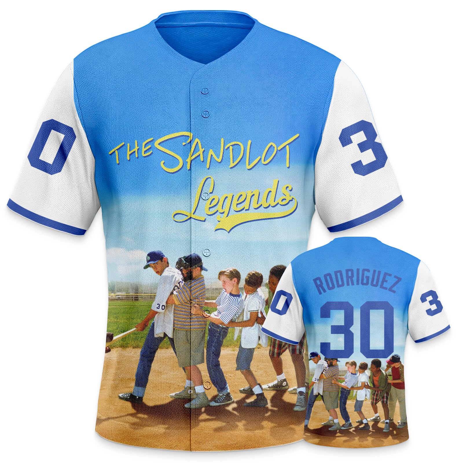 The Sandlot Benny Jersey Men's #30 The Jet Rodriguez Movie Baseball Jersey Michael Squints Button Down 90s Shirts Gift Fans