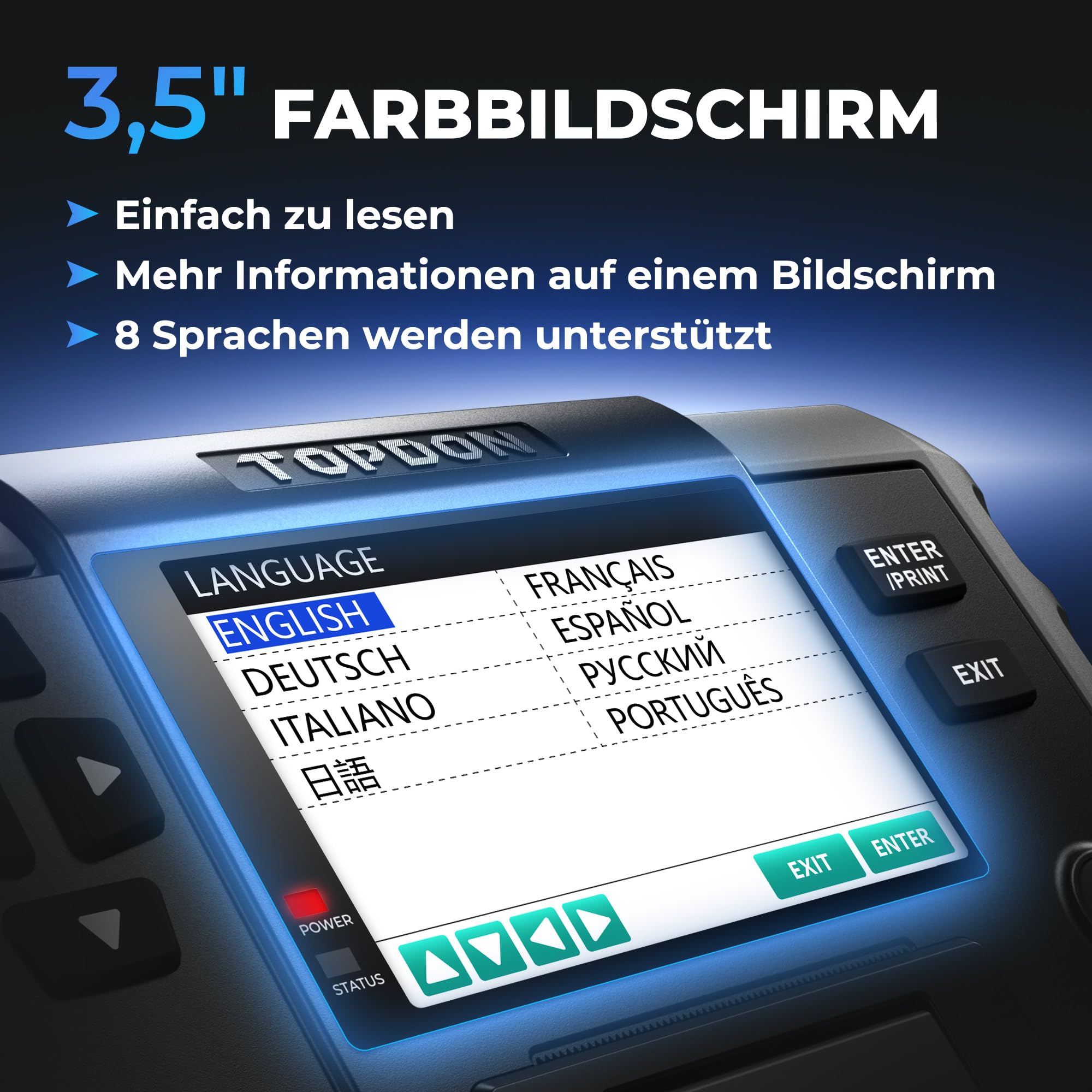 TOPDON BT600 Batterietester KFZ 12V 24V, 100-2000 CCA Autobatterie Tester mit Drucker, 3,5 Zoll Farbbildschirm, 5,9 Fuß Kabel, Mini-USB für Software-Update, Verfügbar für Heimwerker und Profis