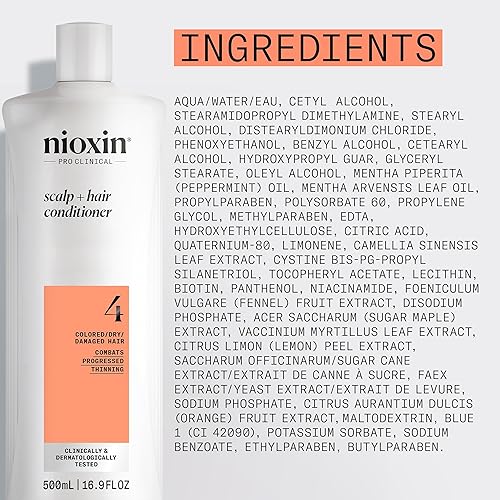 Miniatura 8 de Nioxin System 4 - Acondicionador para cabello teñido, seco y dañado con adelgazamiento progresado, mantiene un color vibrante, nutre y aumenta
