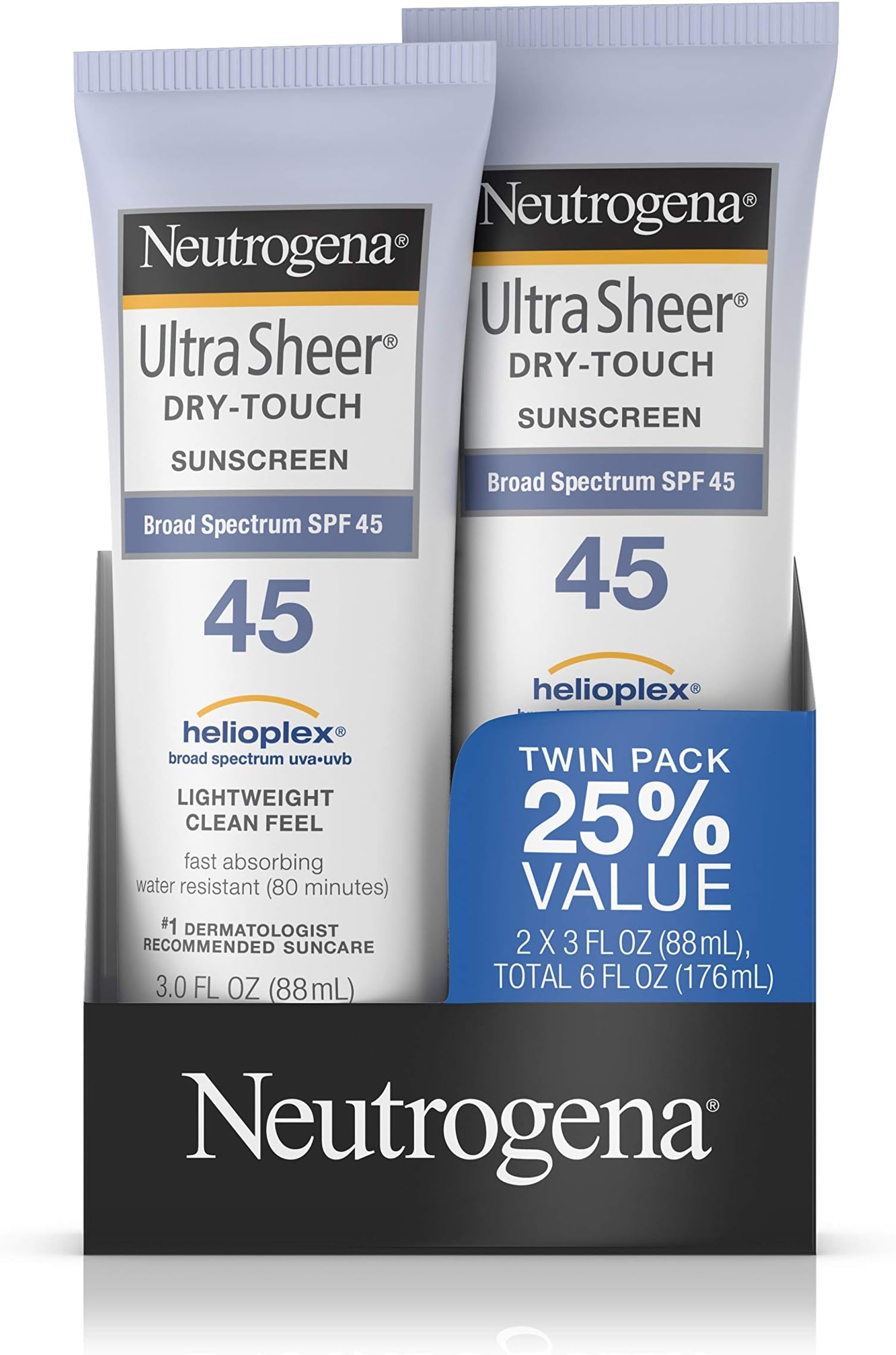 Neutrogena Ultra Sheer Dry-Touch Sunscreen, Spf 45, 3 Ounces (Pack Of 2)
