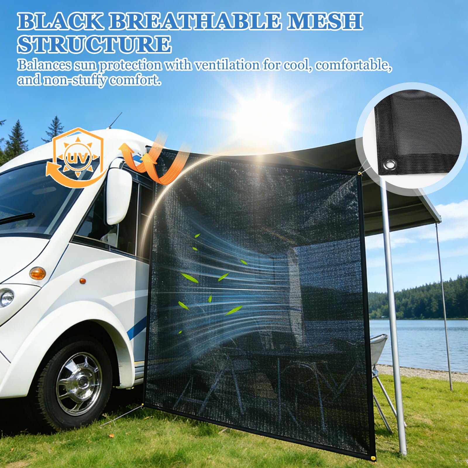 Tendalino Camper 2.1 x 2.5 m Impermeabile Resistente al Sole con Pareti e Accessori