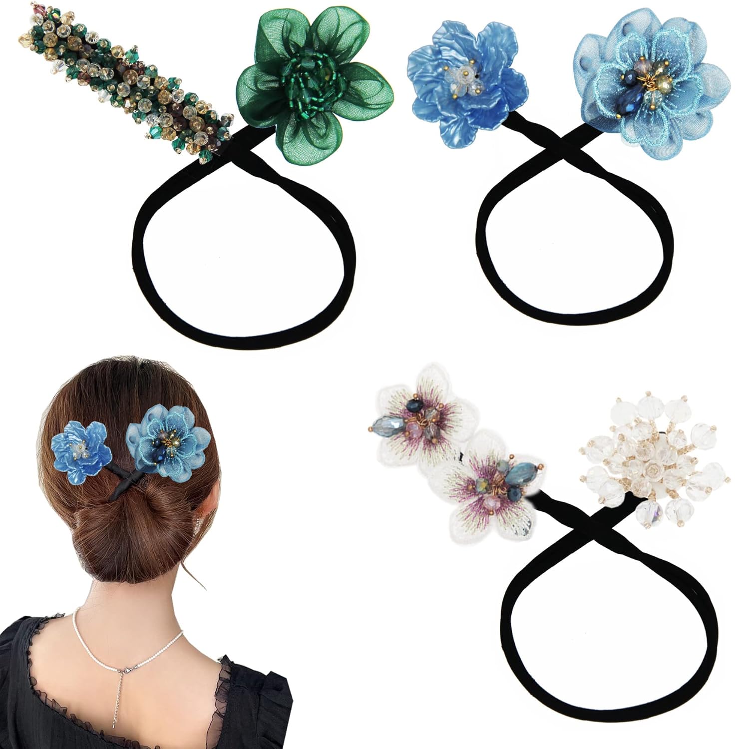 Delicate Shining Flowers Hair Bun Maker Lazy Hair Curler