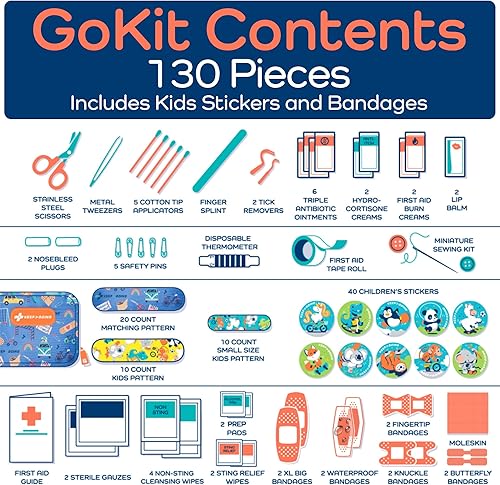 Miniatura 6 de Kit de primeros auxilios de viaje para niños  Kit de primeros auxilios para automóvil bolso bolsa de pañales mochila y maleta con vendajes sin látex
