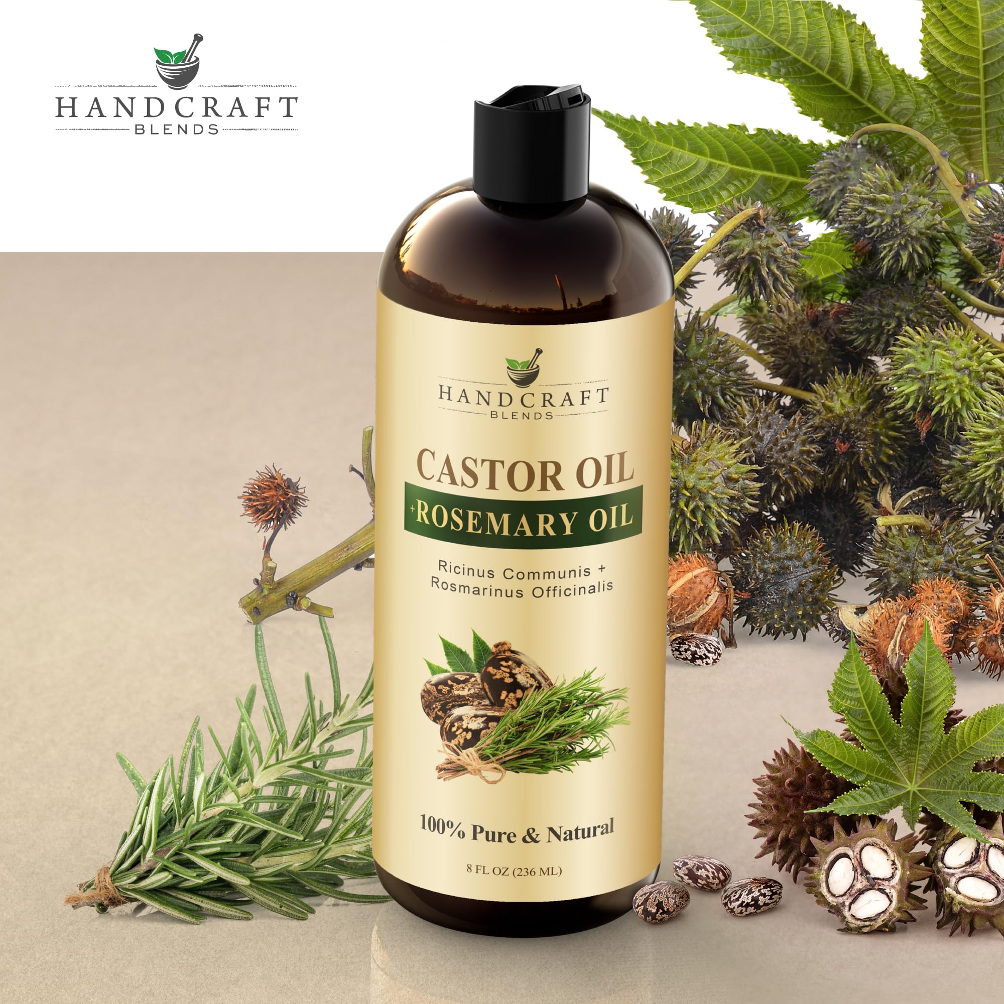 Castor Oil with Rosemary Oil for Hair Growth, Eyelashes, Eyebrows - 100% czysty i naturalny olejek nośny do włosów, olejek do masażu nawilżającego do aromaterapii, 8 fl. Oz