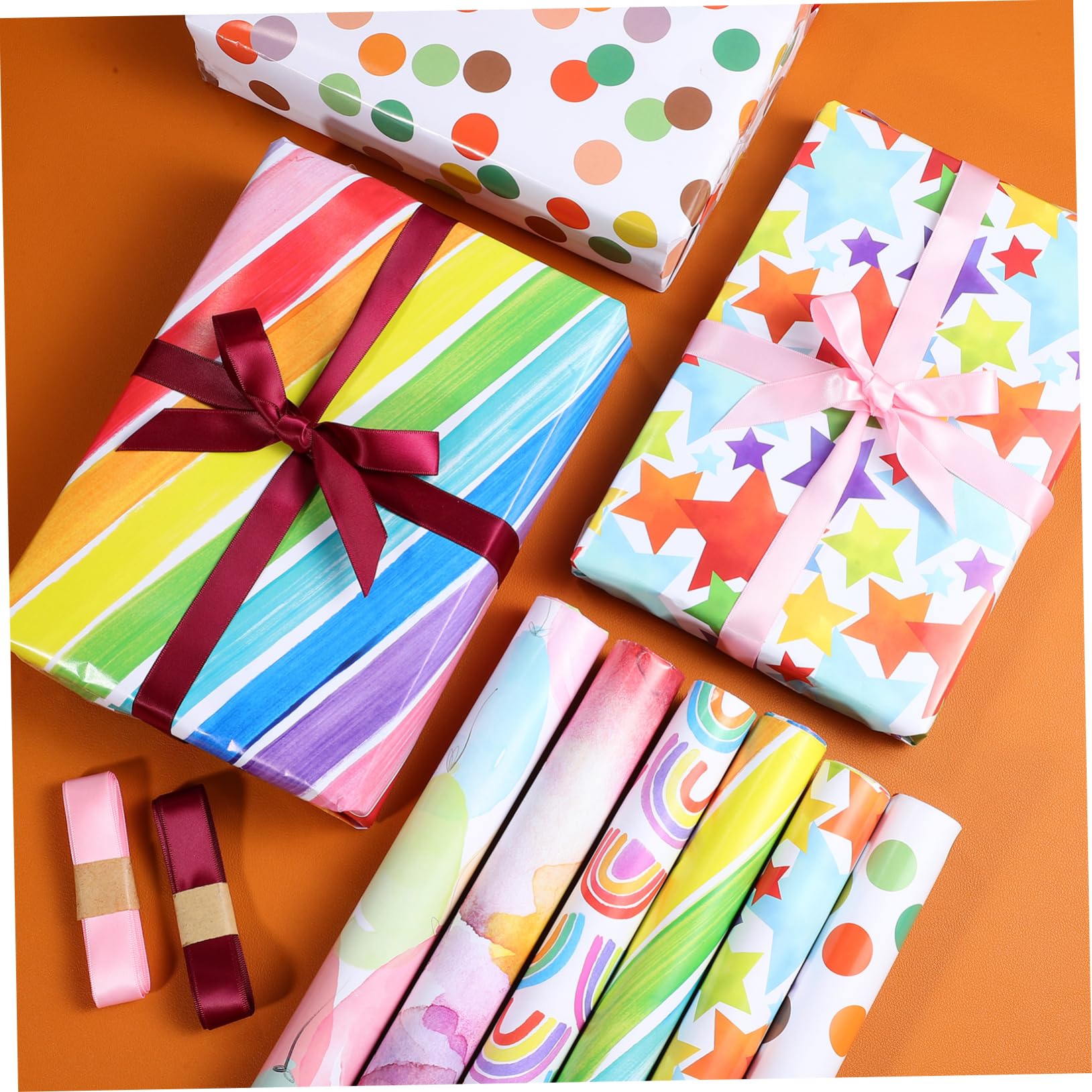 Geschenkpapier 24 Stück mit Vier 2m Bändern für Feiern