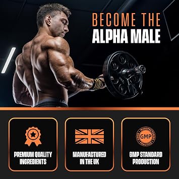 Alpha Male Testosterone Support for Men – 60 Capsules – High Strength Vitality & Muscle Support Supplement with Tribulus, Zinc & Vitamin D3 – Maintain Normal Testosterone Levels & Energy – Pure Labs