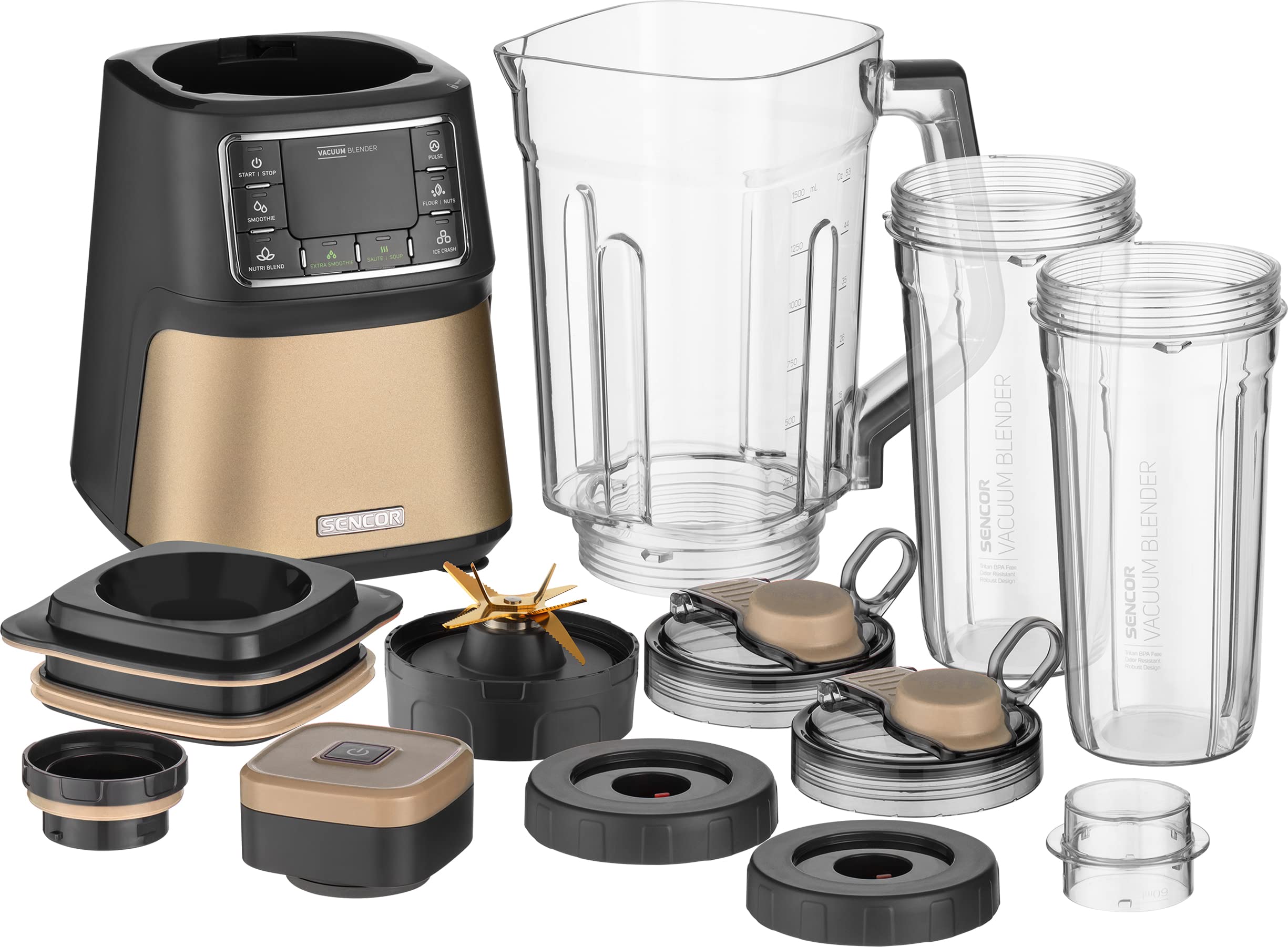 SENCOR 7878BK SBU 7877CH Super mélangeur automatique sous vide 1500 W Smoothie, 7 programmes, Champagne, plastique, millilitres, blanc