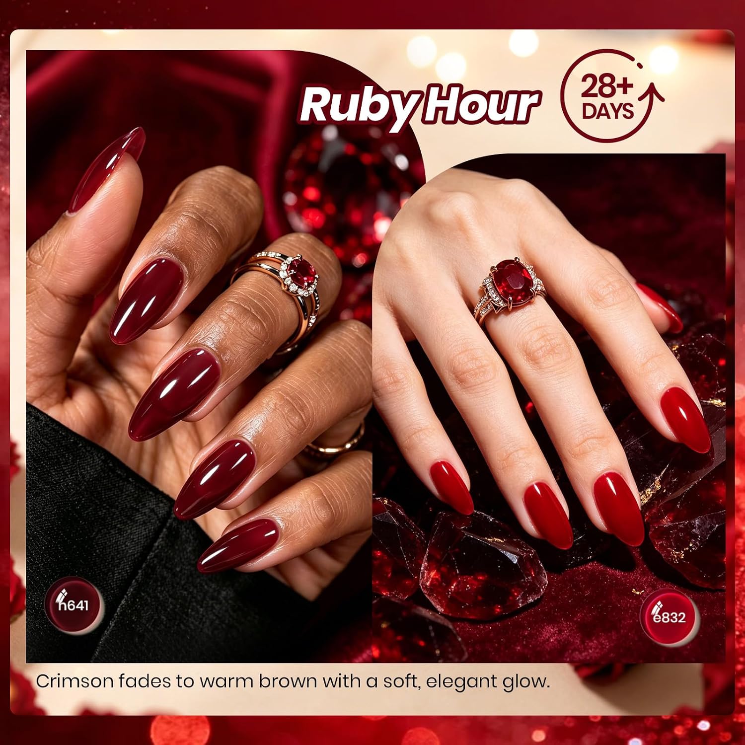 Beetles Red Gel Nail Polish Set, Ruby Hour 6 Colors Jelly Gel Polish Kit image 3