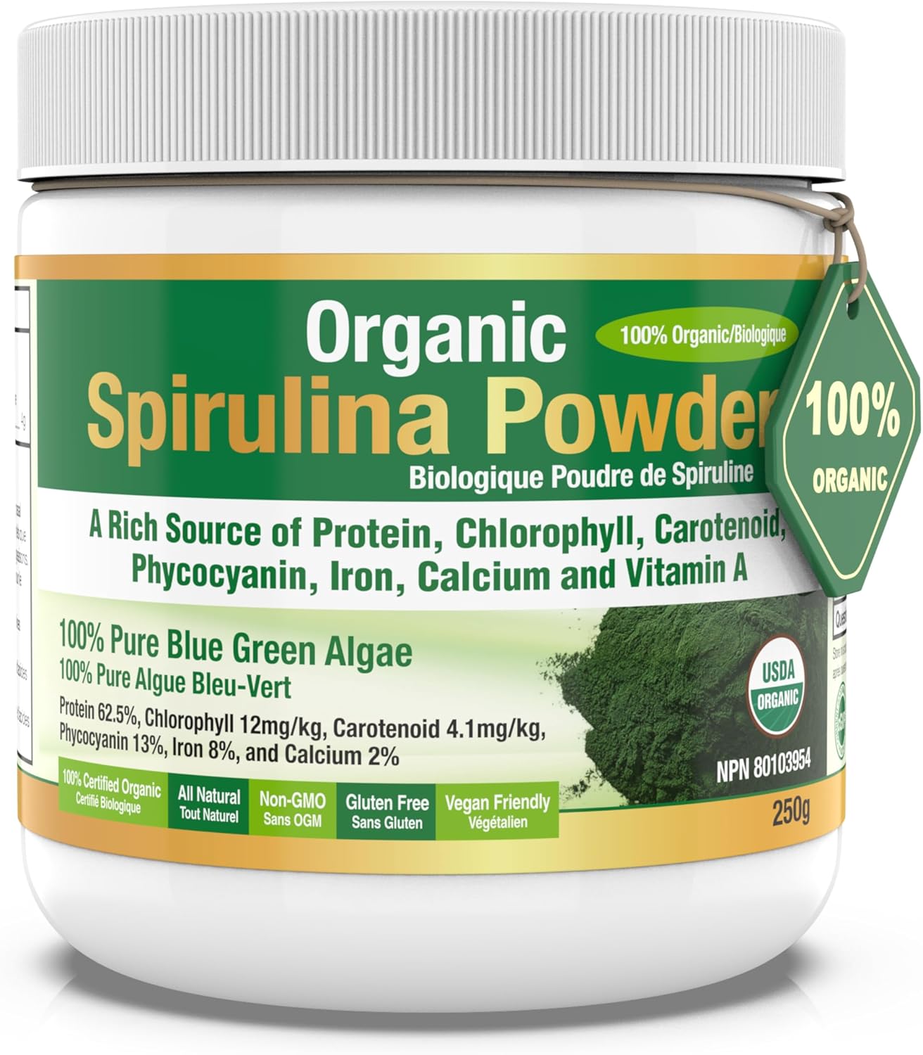 Herba Organic Spirulina Powder 250g Certified USDA Organic & Tested