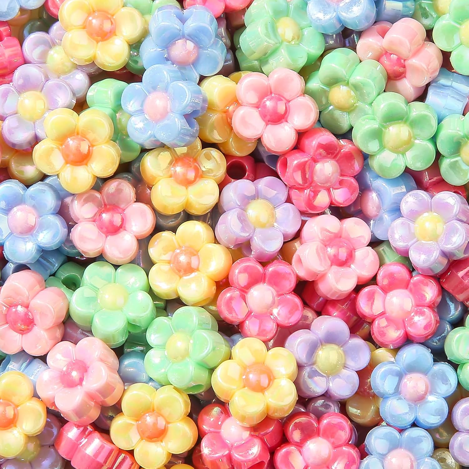 200pcs Ab Color Flower Acrylic Beads Rainbow Sun Flower Beads for Jewelry Making Handmade DIY Bracelet, Charms Keychain Craft Supplies (Daisy Flower) - Image 4